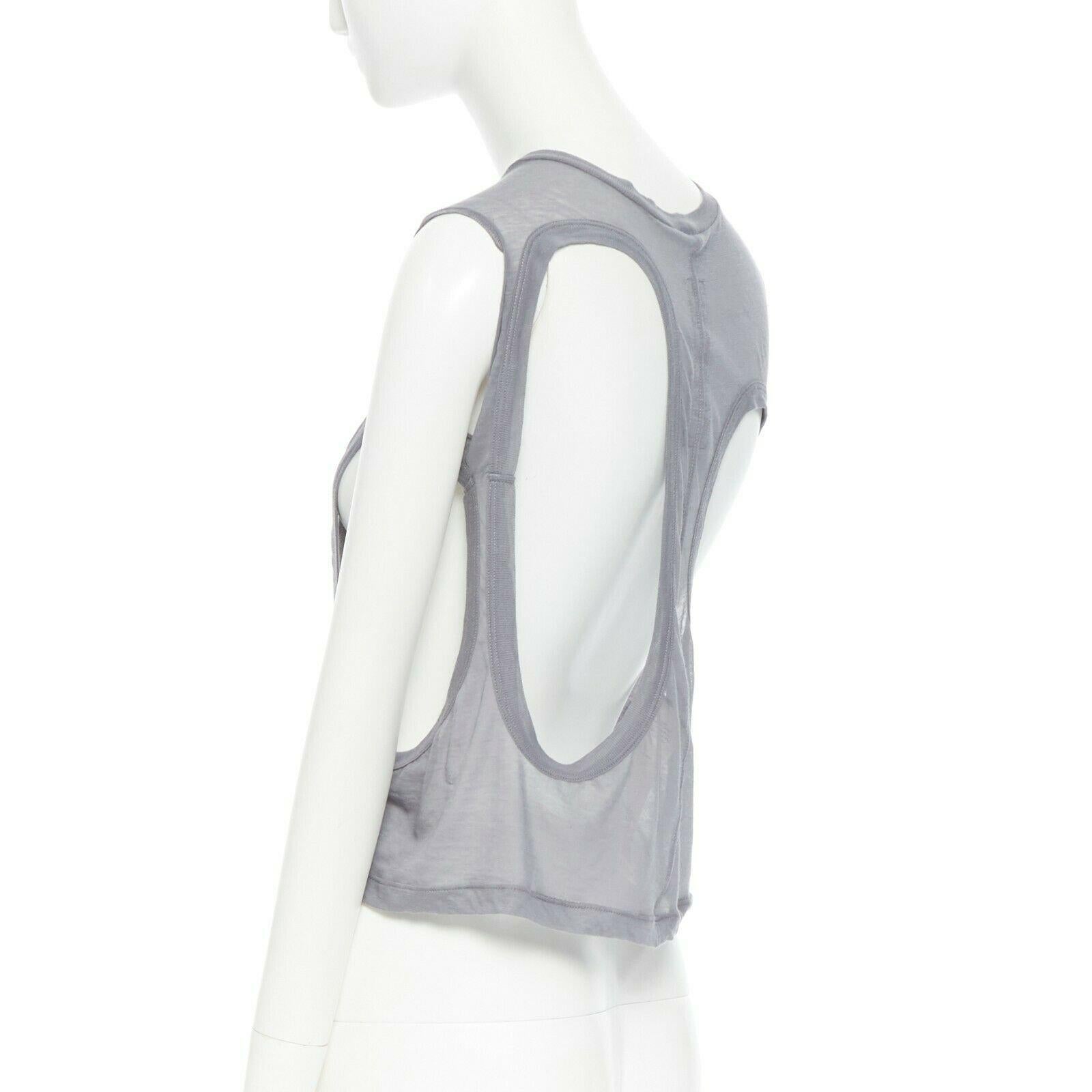 new RICK OWENS SS18 Dirt Membrane grey cotton holey cut out tank top IT42 M In Excellent Condition In Hong Kong, NT