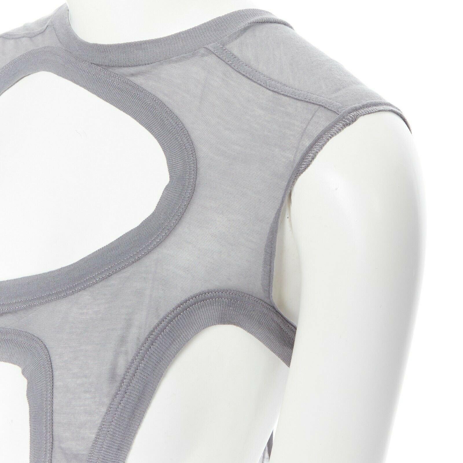 Women's new RICK OWENS SS18 Dirt Membrane grey cotton holey cut out tank top IT42 M