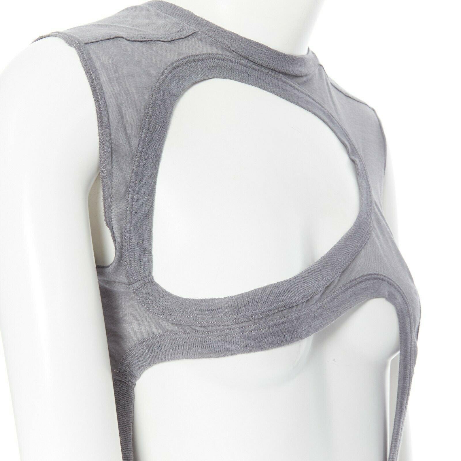 new RICK OWENS SS18 Dirt Membrane grey cotton holey cut out tank top IT42 M 1