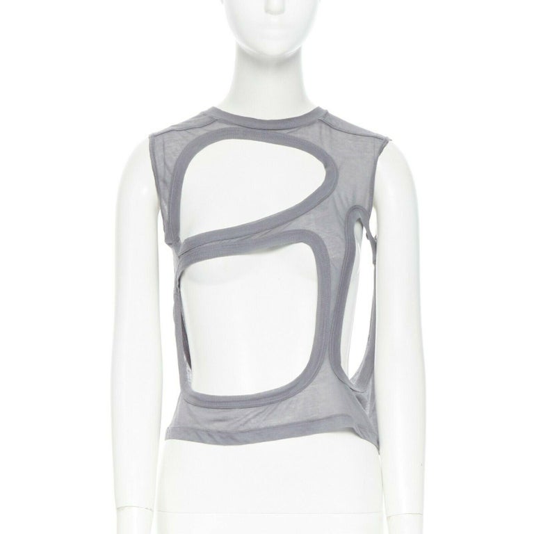 new RICK OWENS SS18 Dirt Membrane grey cotton holey cut out tank