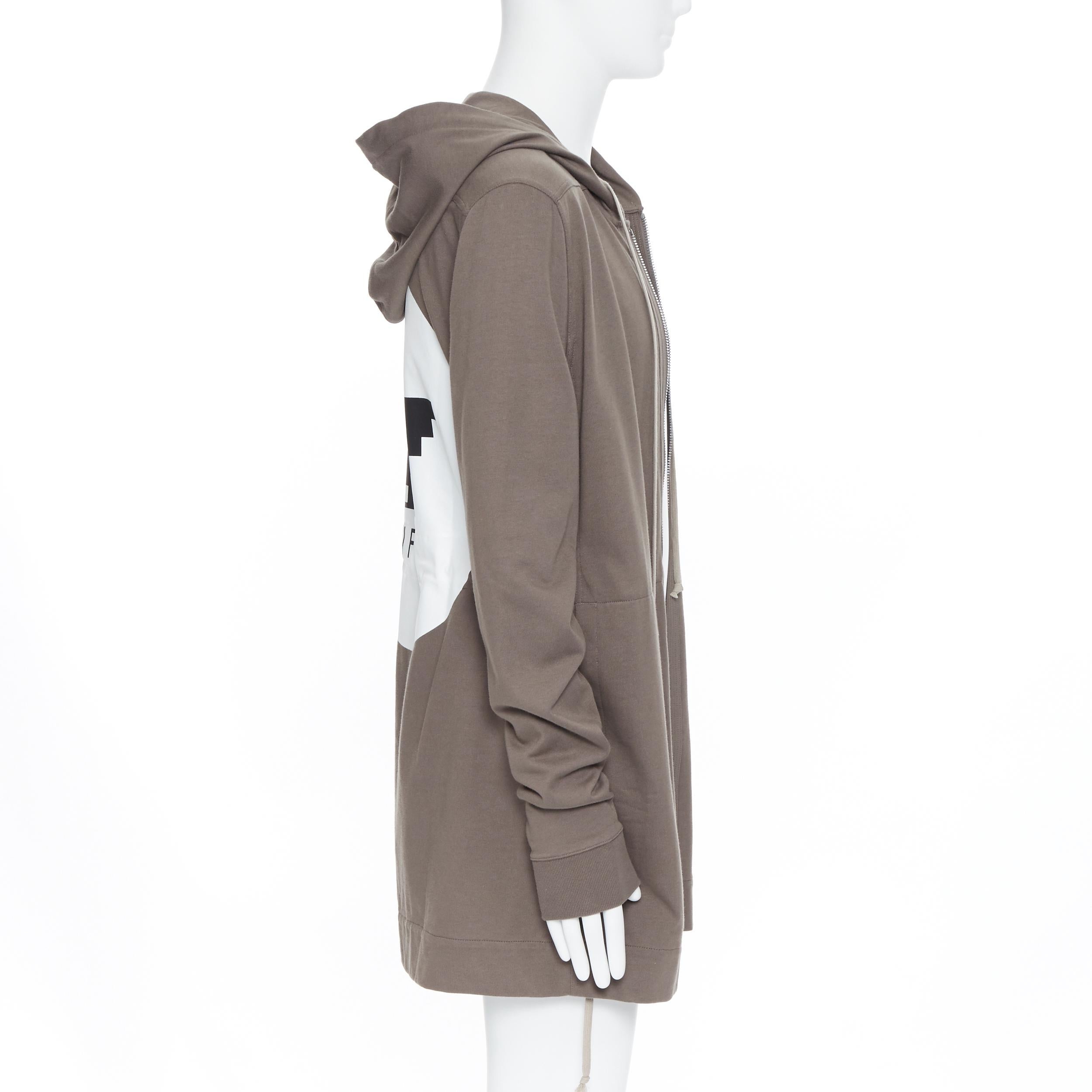 Gray new RICK OWENS SS20 Tecualt dust grey zip front UFW print back long hoodie S