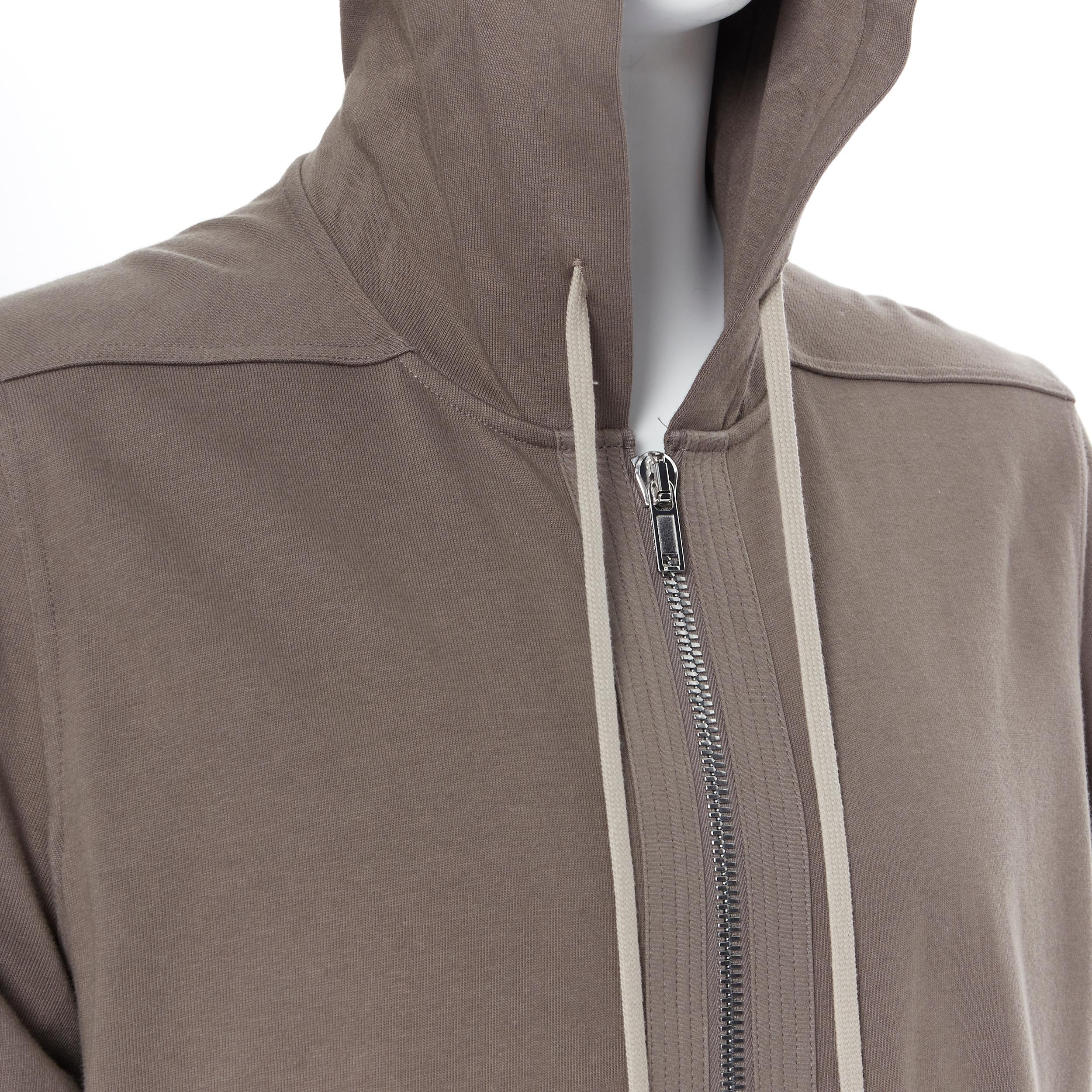 Men's new RICK OWENS SS20 Tecualt dust grey zip front UFW print back long hoodie S