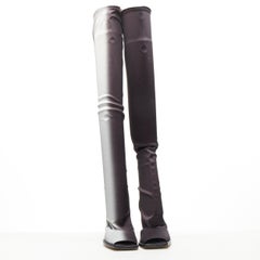 new RICK OWENS Stocking Wedge black silver gradient over knee peep heel EU37