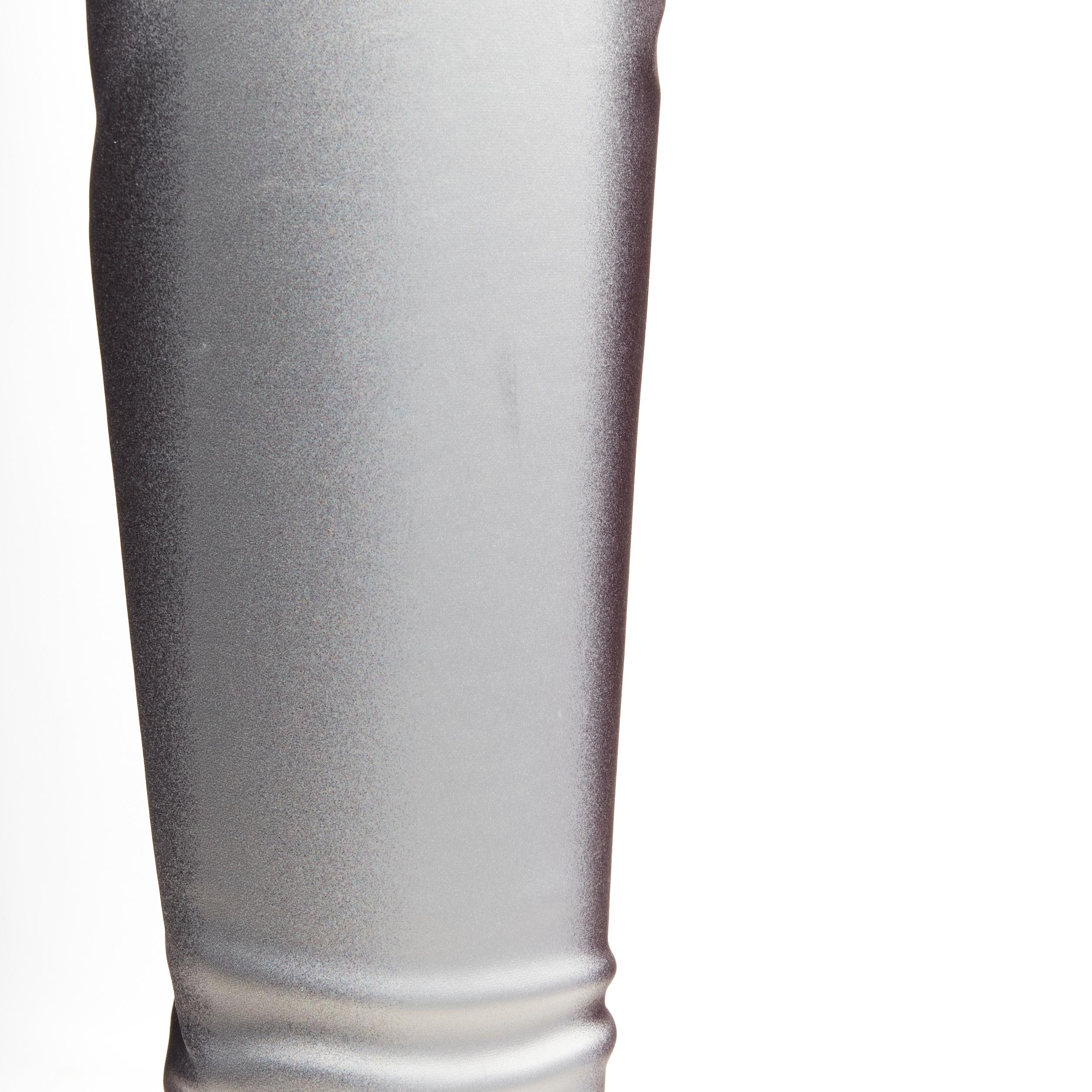 new RICK OWENS Stocking Wedge black silver gradient over knee peep heel EU37 1