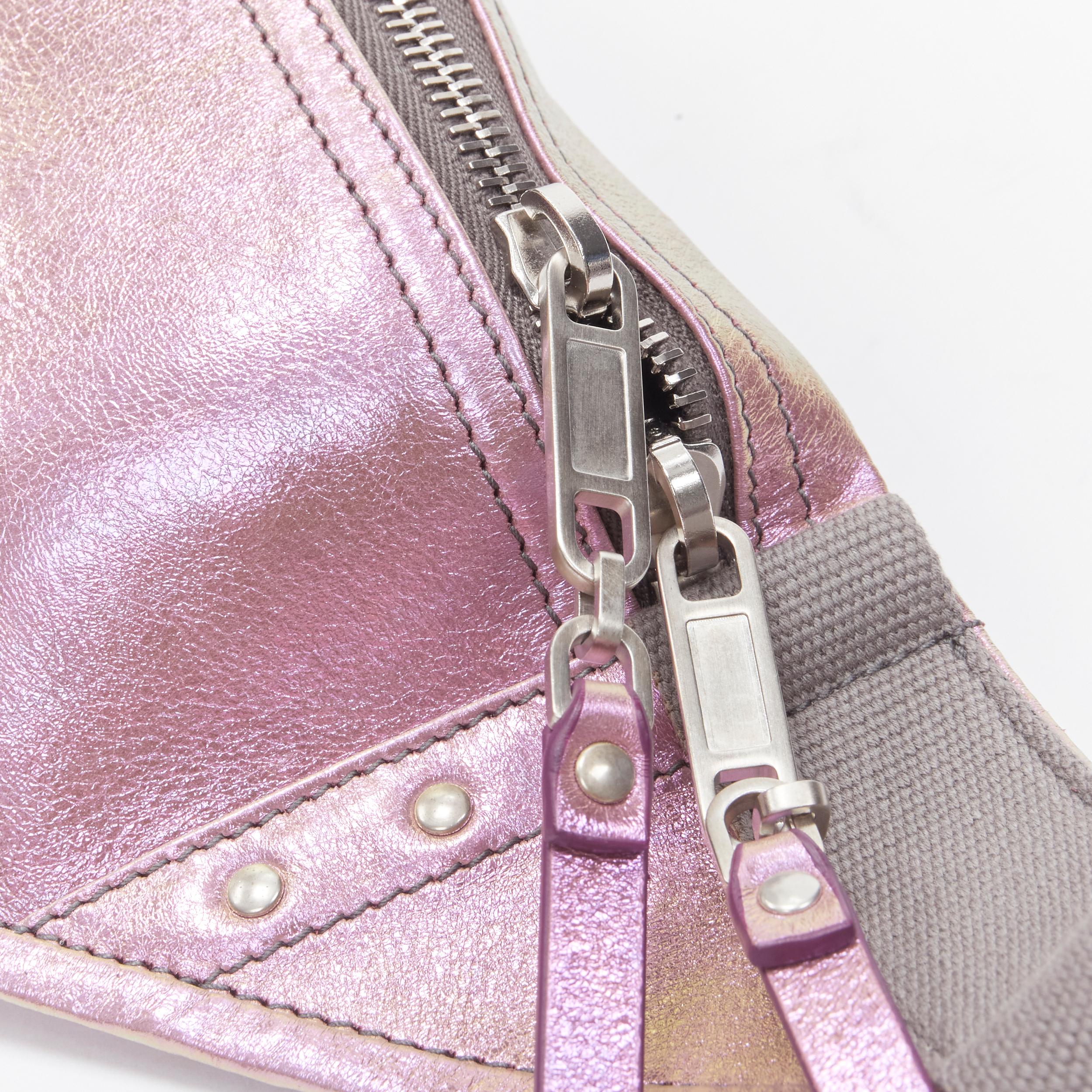 Gray new RICK OWENS Tecuatl Cerberus purple iridescent leather crossbody waist bag