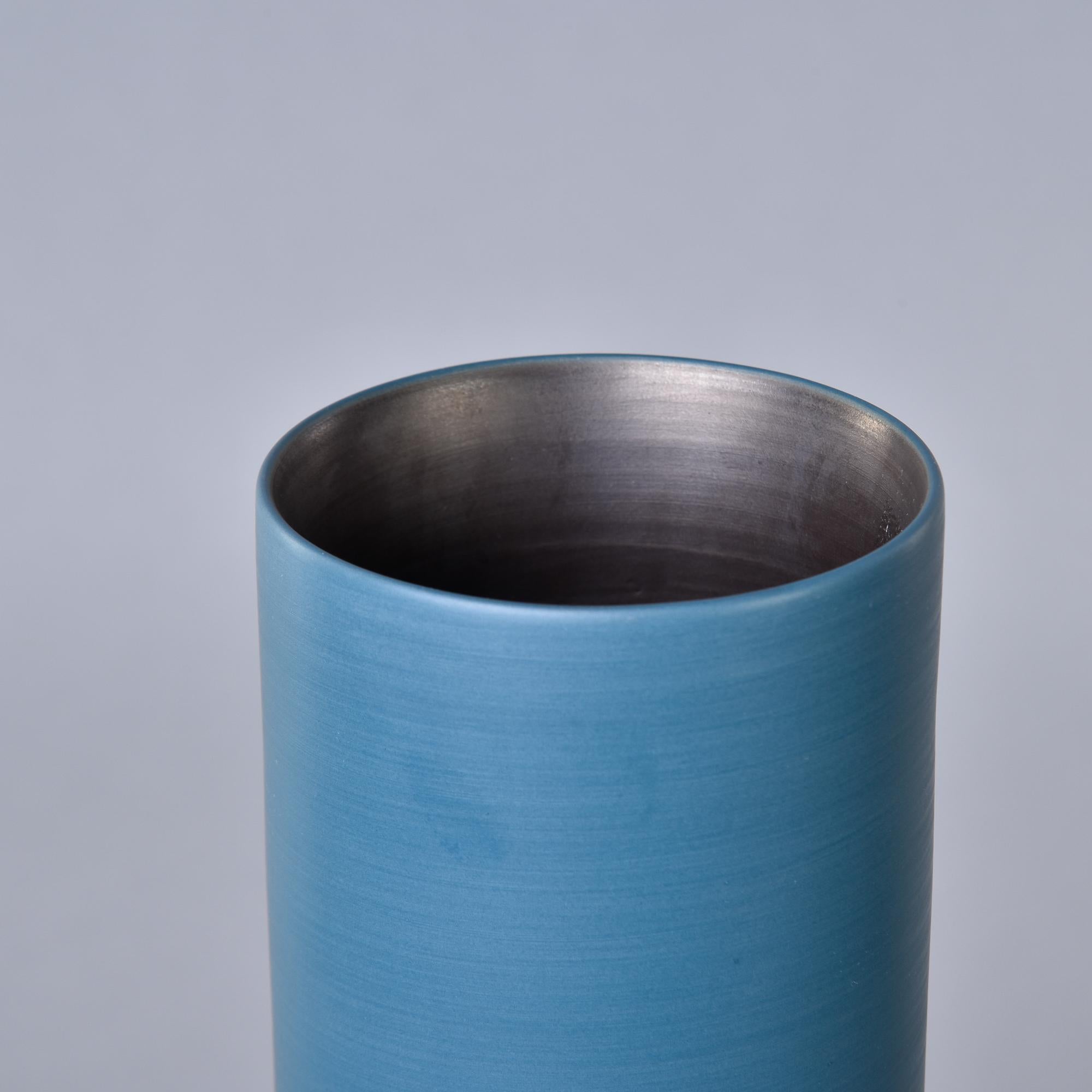 Italian New Rina Menardi Canna 2 Vase in Teal Blue For Sale