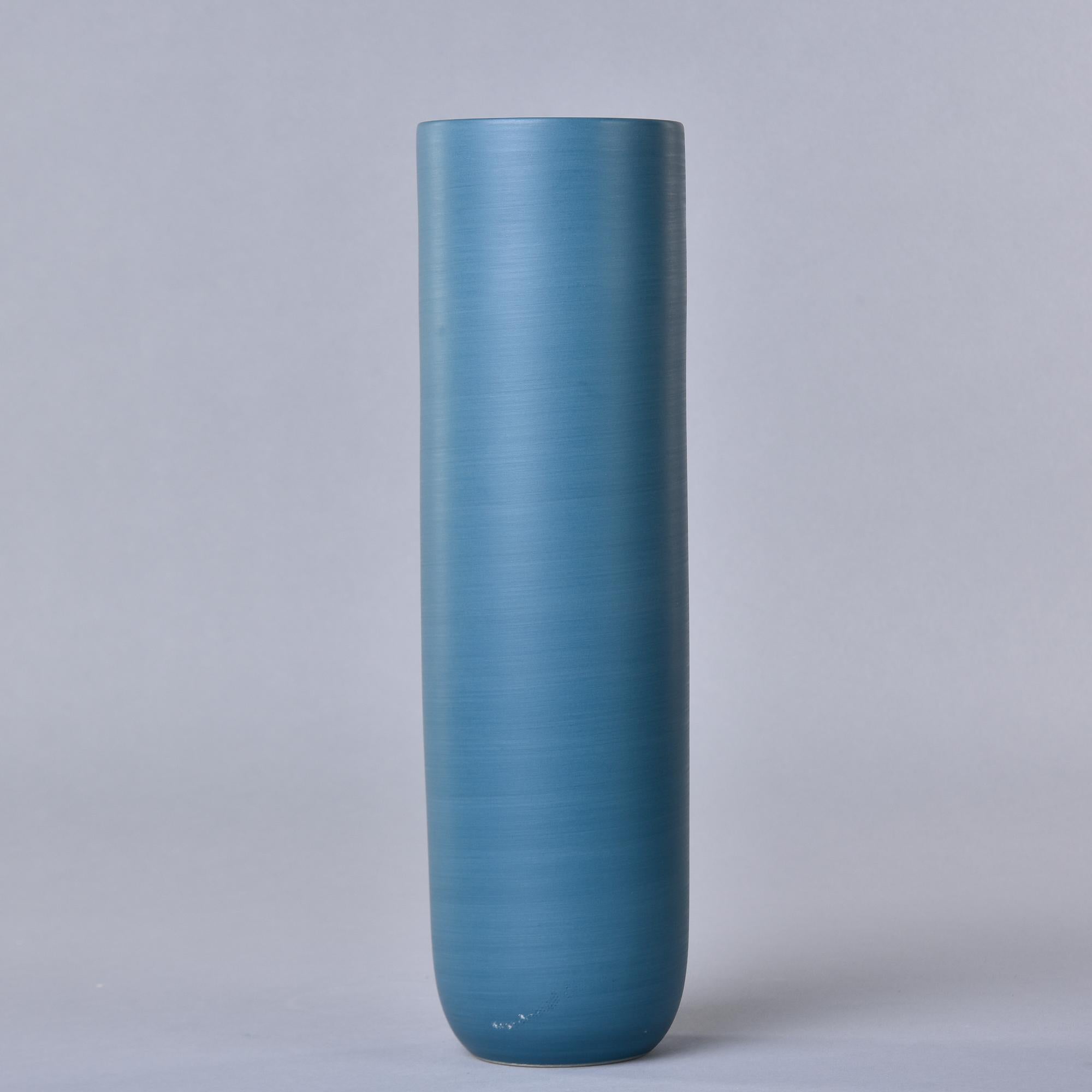 Glazed New Rina Menardi Canna 2 Vase in Teal Blue For Sale