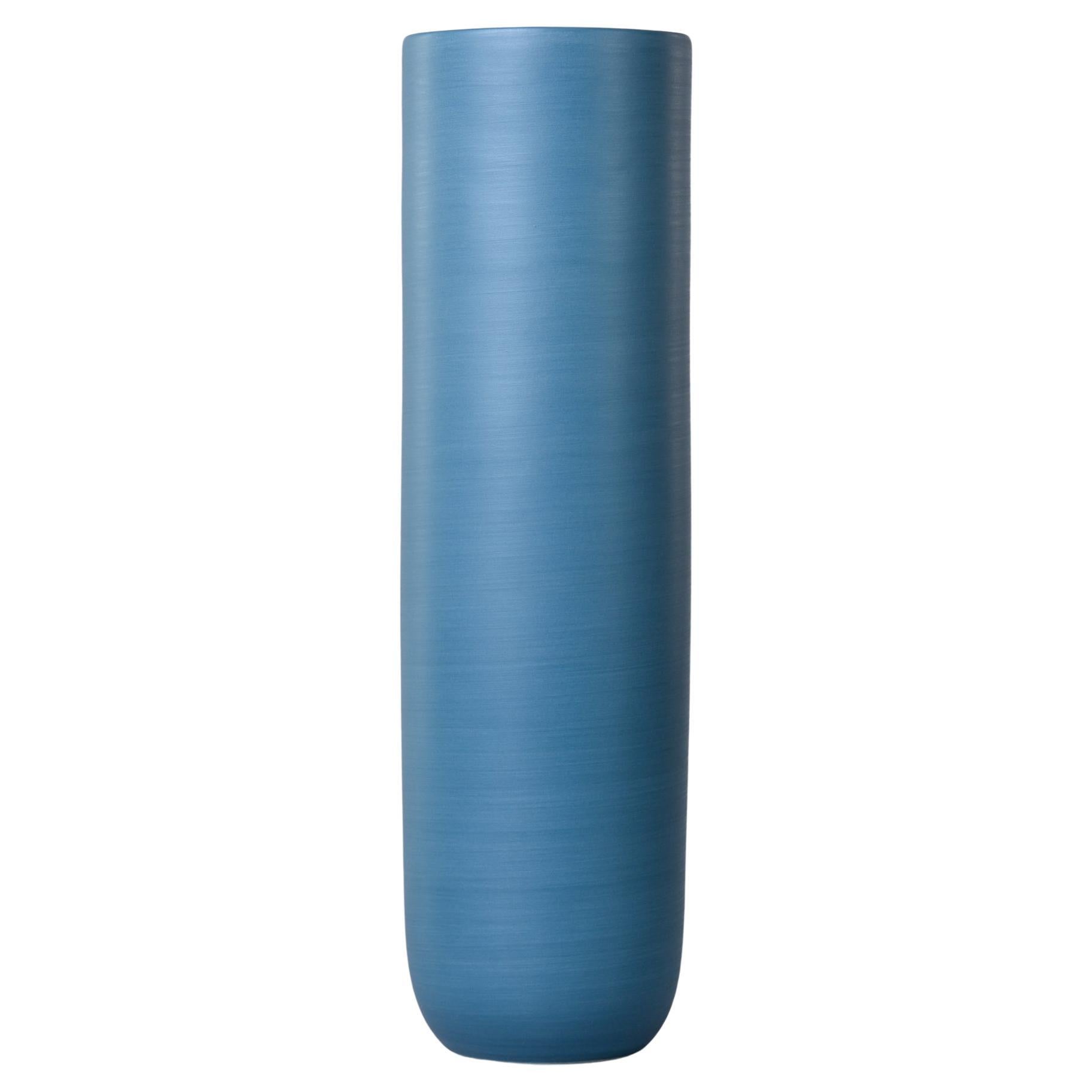 New Rina Menardi Canna 2 Vase in Teal Blue For Sale