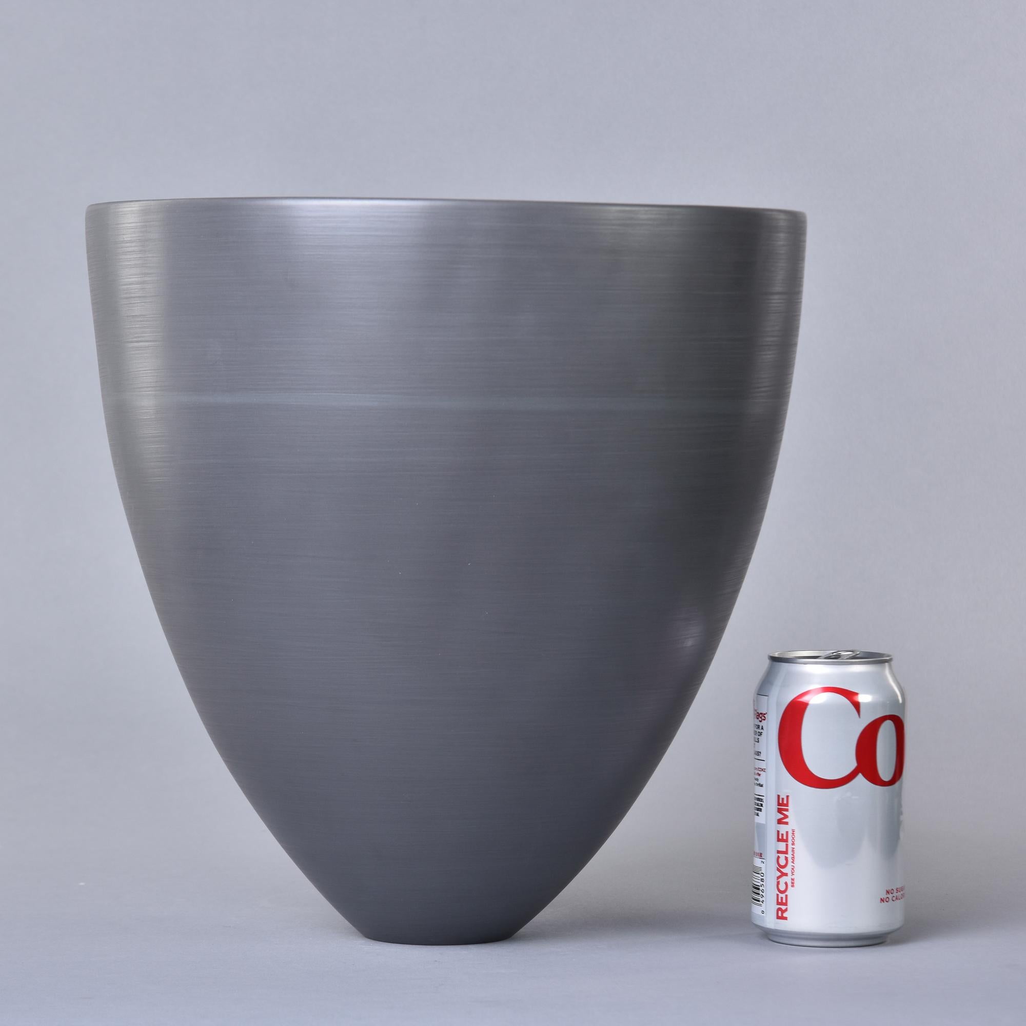 Mid-Century Modern New Rina Menardi Large Cup Form Bowl or Vase in Graphite For Sale