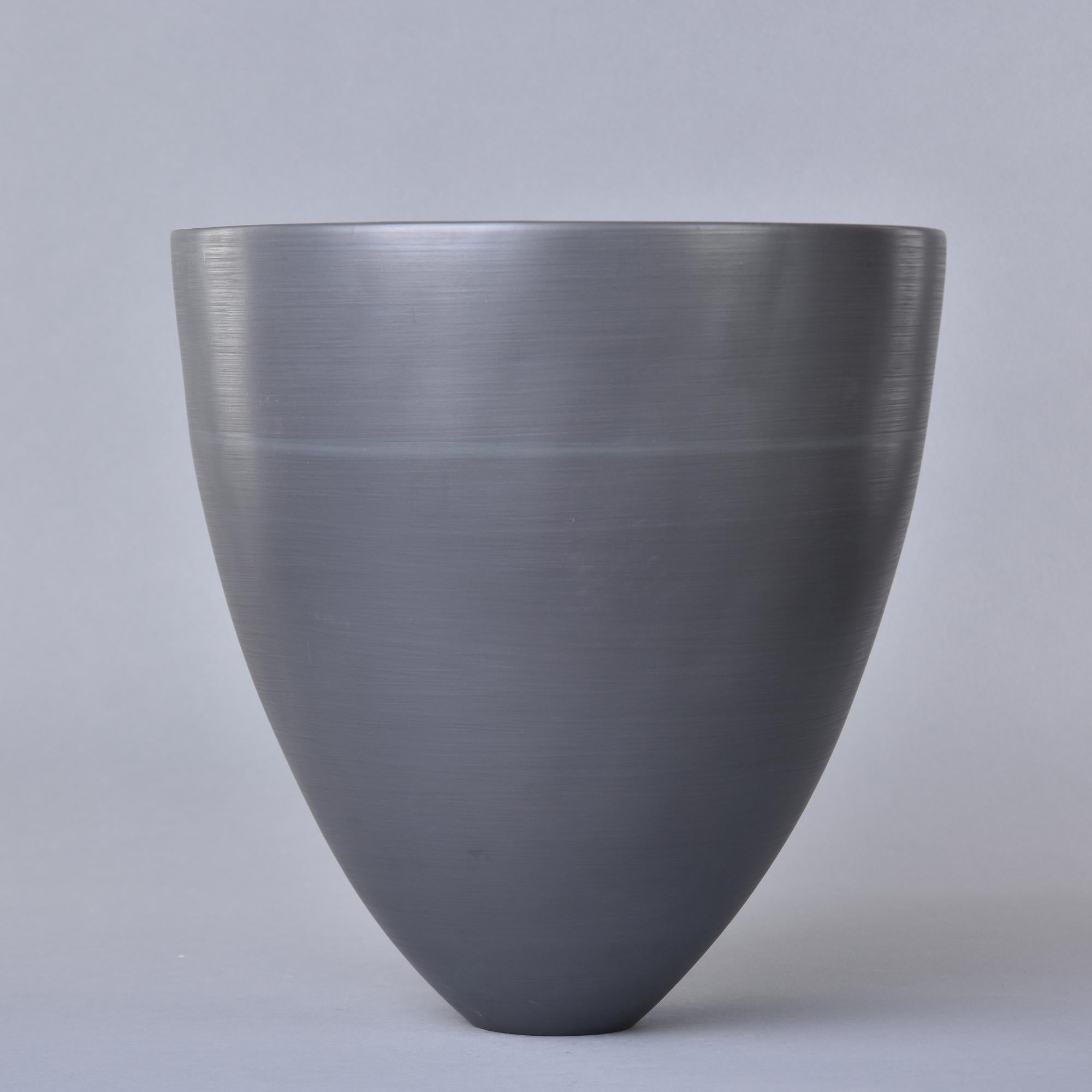 Italian New Rina Menardi Large Cup Form Bowl or Vase in Graphite For Sale