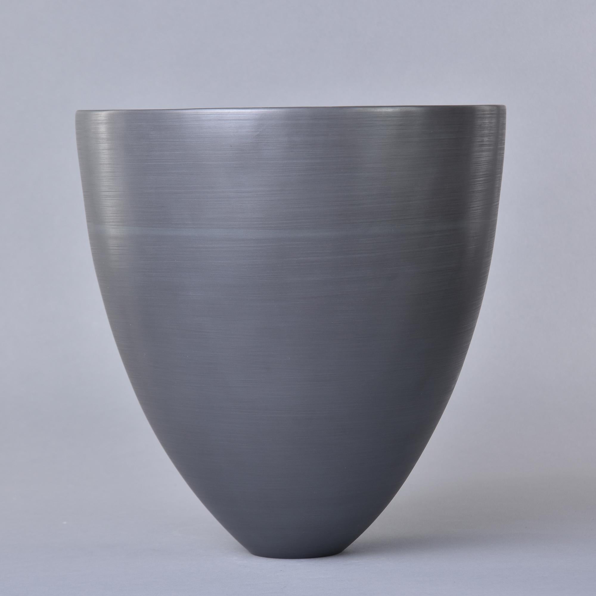Contemporary New Rina Menardi Large Cup Form Bowl or Vase in Graphite For Sale