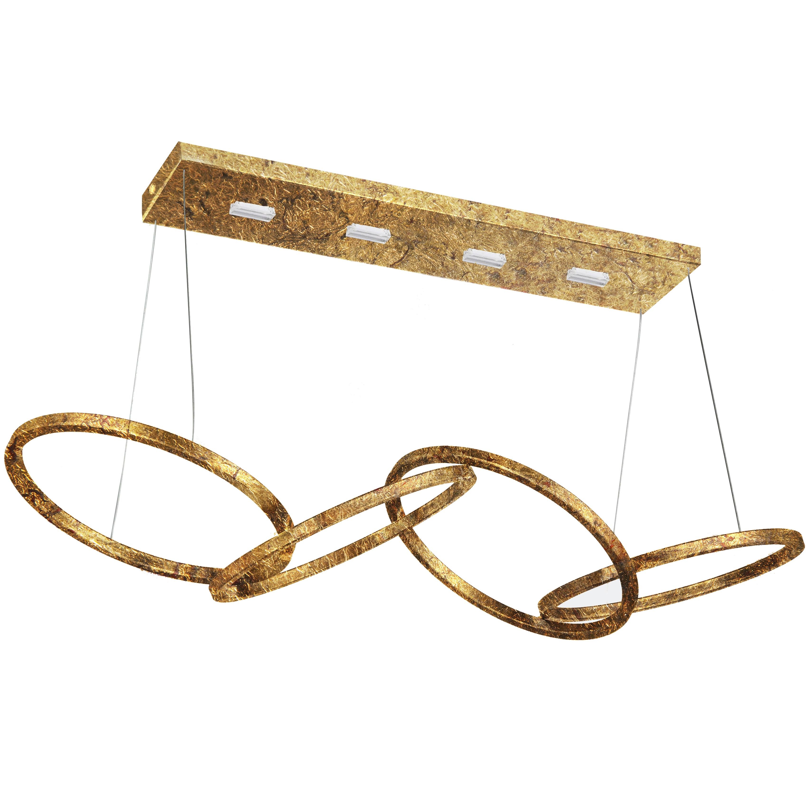 Nuova lampada a sospensione con scultura fatta a mano "Rings" in metallo rifinito in bronzo