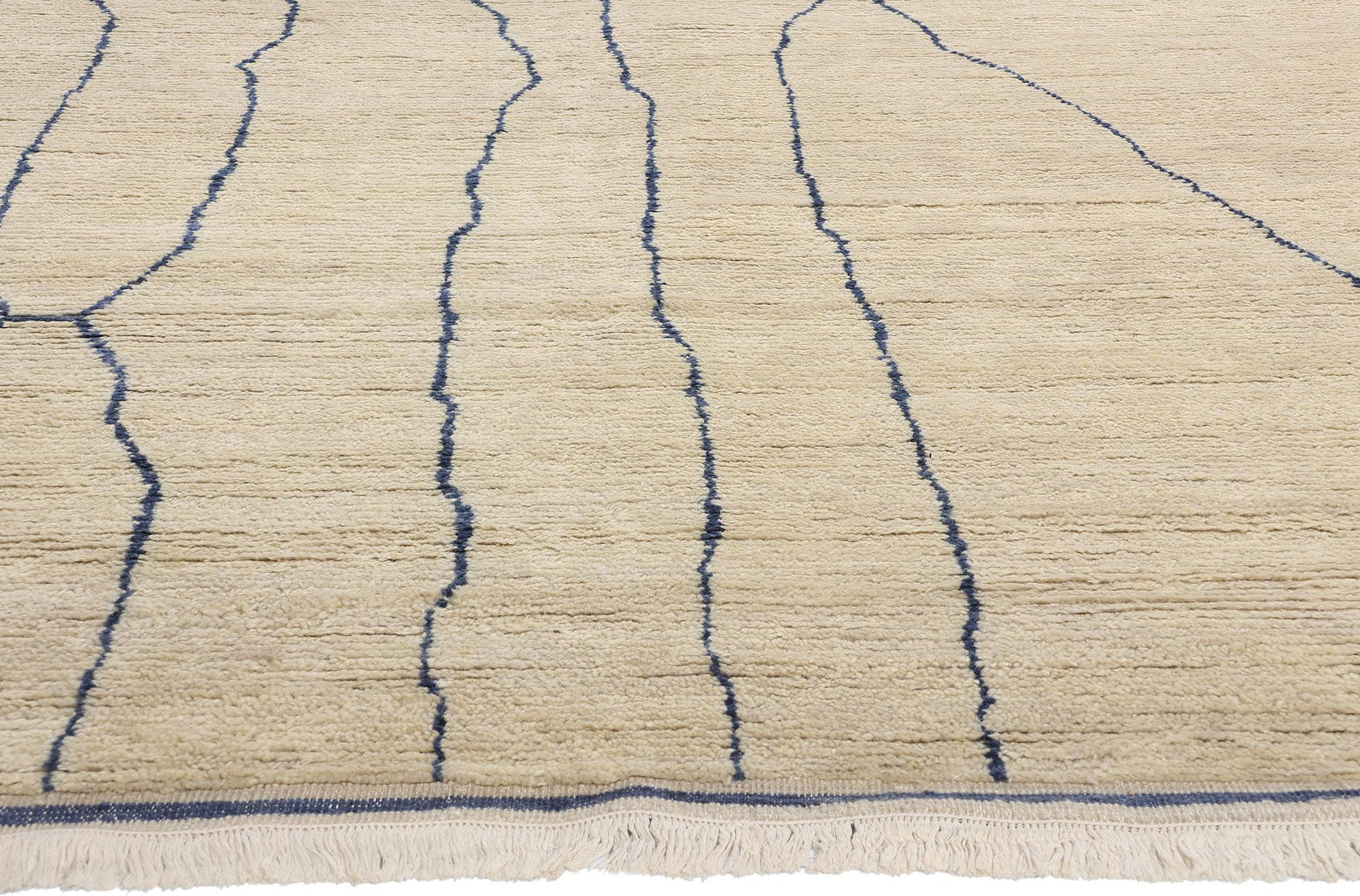 Indian New Rippled Silence Organic Modern Moroccan Carpet, 10'01 x 14'05 For Sale