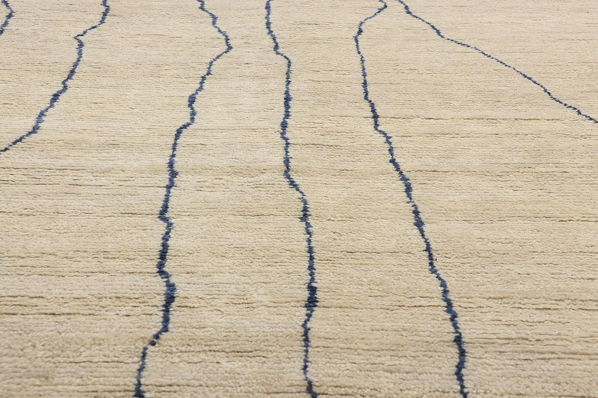 Hand-Knotted New Rippled Silence Organic Modern Moroccan Carpet, 10'01 x 14'05 For Sale