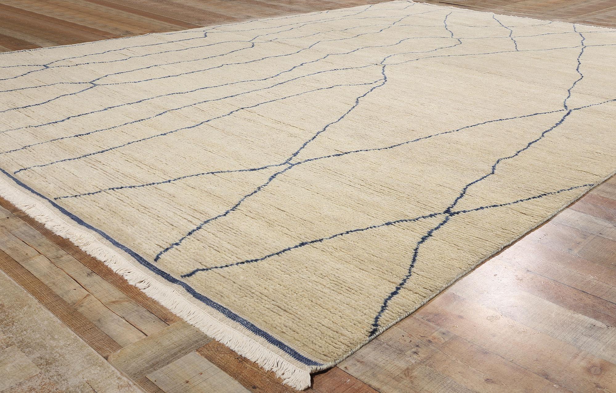 Contemporary New Rippled Silence Organic Modern Moroccan Carpet, 10'01 x 14'05 For Sale