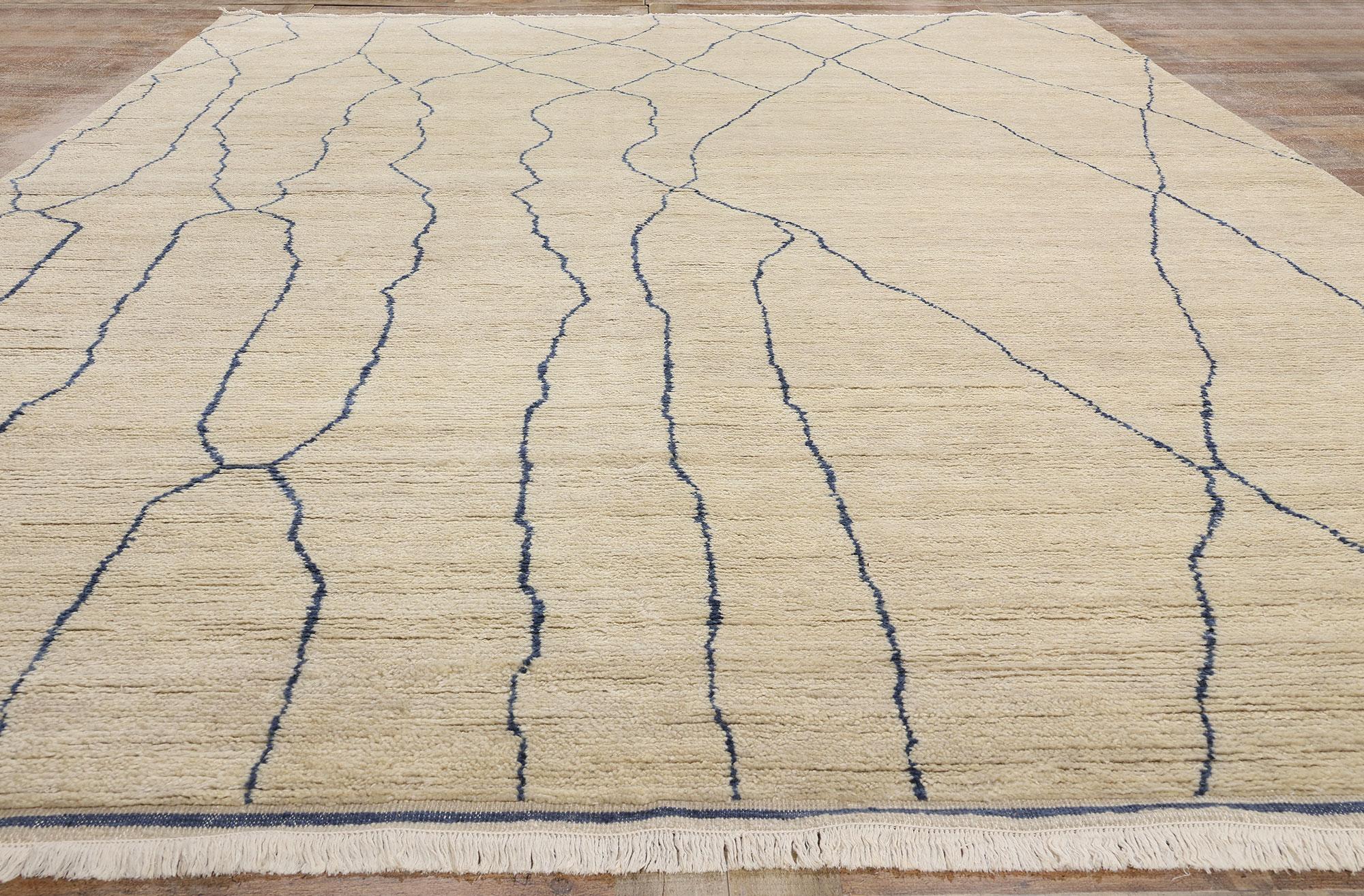 Wool New Rippled Silence Organic Modern Moroccan Carpet, 10'01 x 14'05 For Sale