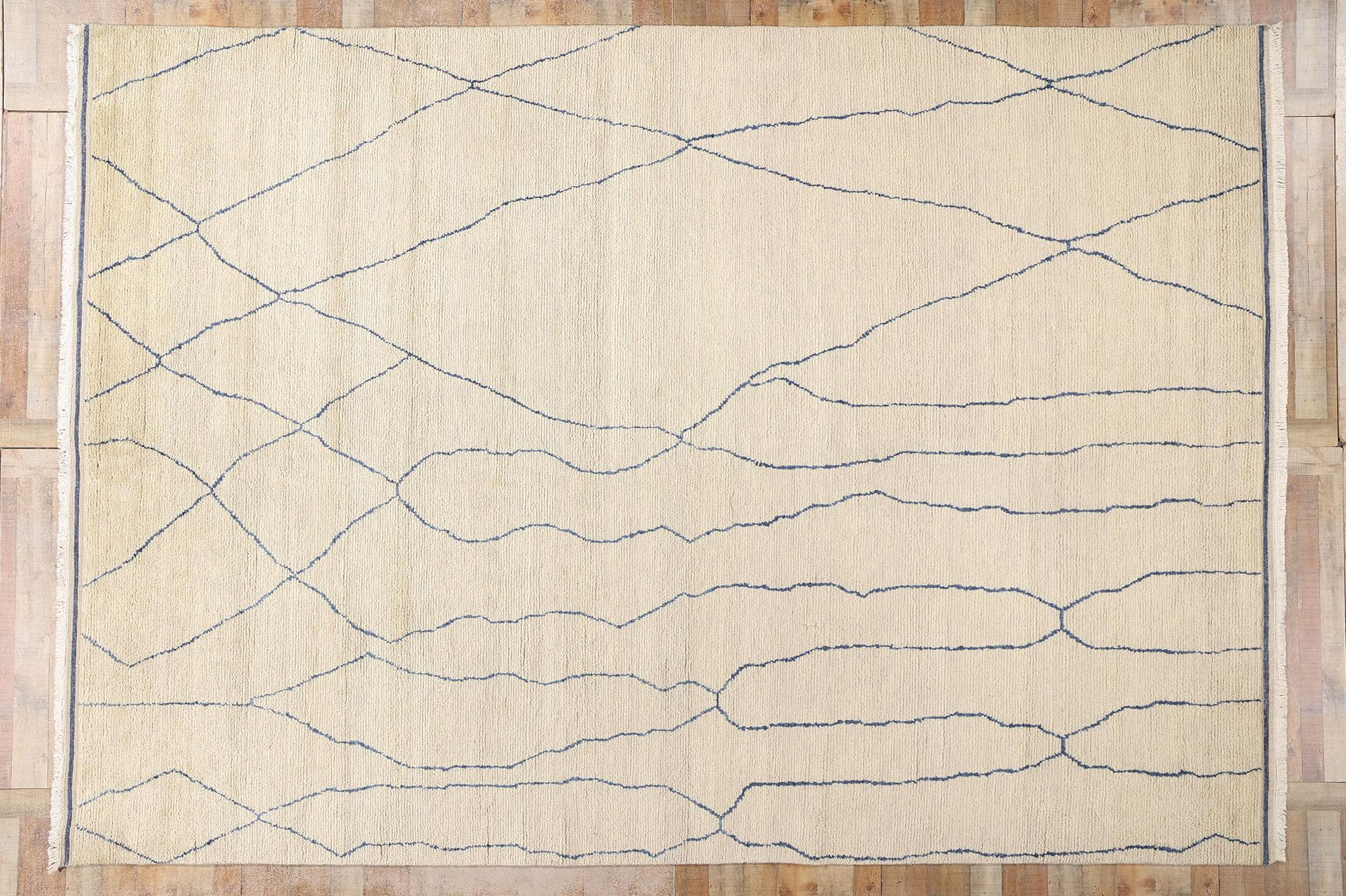 New Rippled Silence Organic Modern Moroccan Carpet, 10'01 x 14'05 For Sale 1