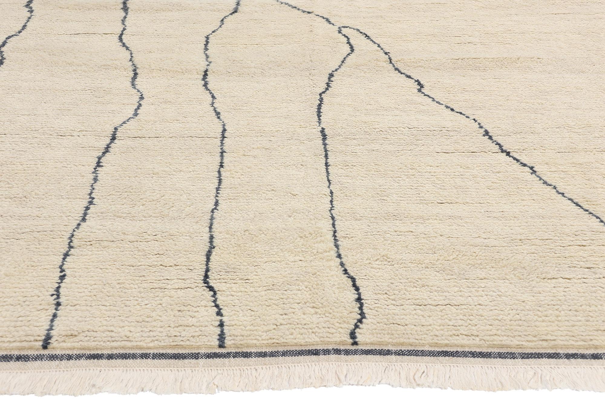 Neuer organischer moderner marokkanischer geriffelter Silence-Teppich, 08'11 x 12'03 (Indisch) im Angebot