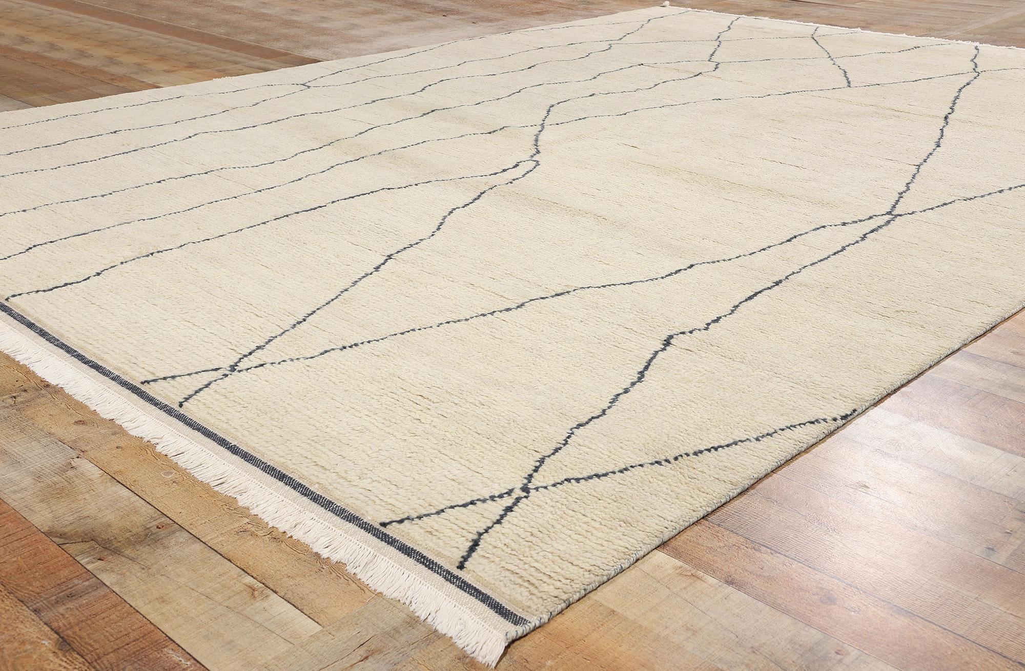 Neuer organischer moderner marokkanischer geriffelter Silence-Teppich, 08'11 x 12'03 (21. Jahrhundert und zeitgenössisch) im Angebot