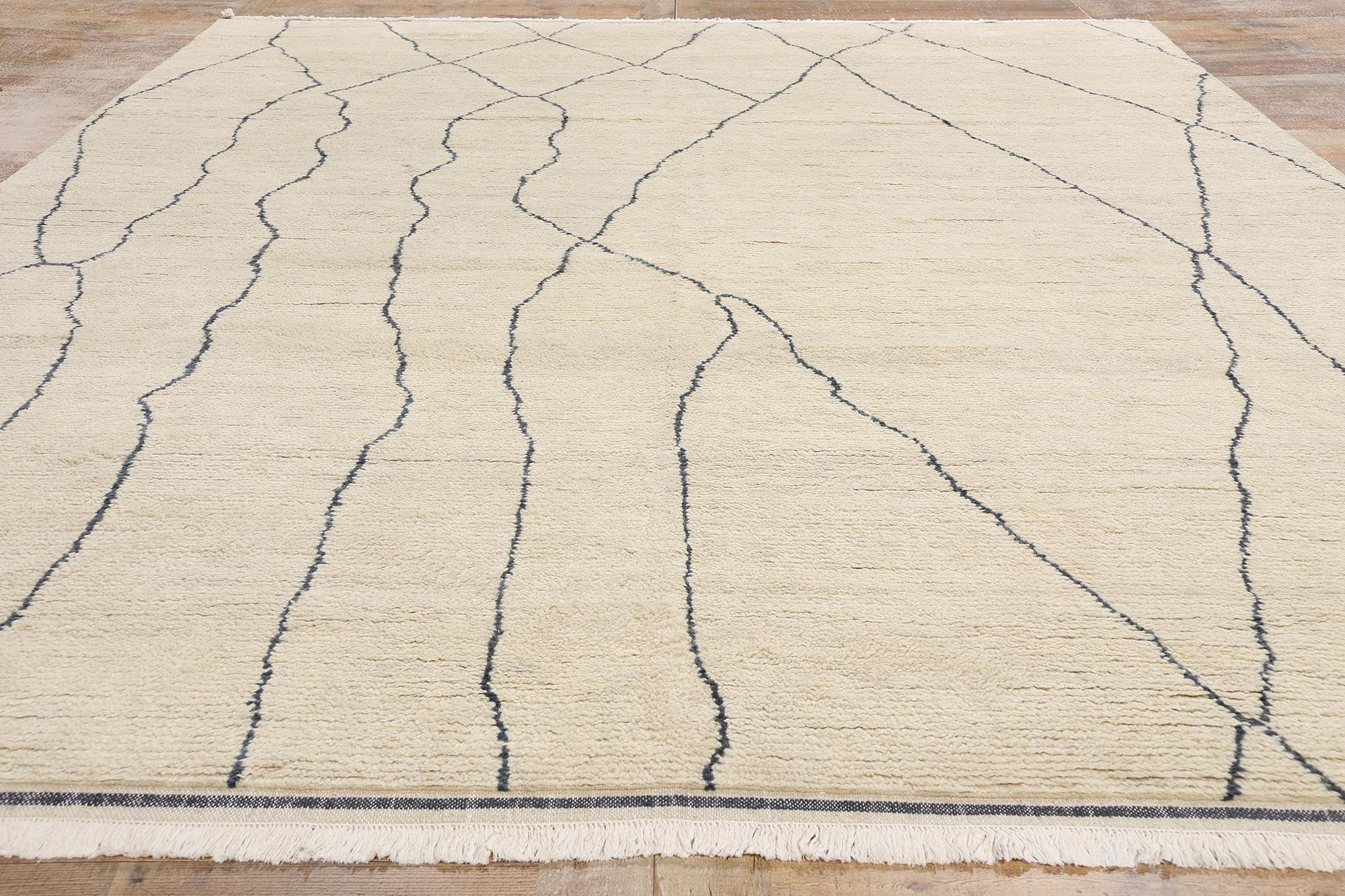 Neuer organischer moderner marokkanischer geriffelter Silence-Teppich, 08'11 x 12'03 (Wolle) im Angebot