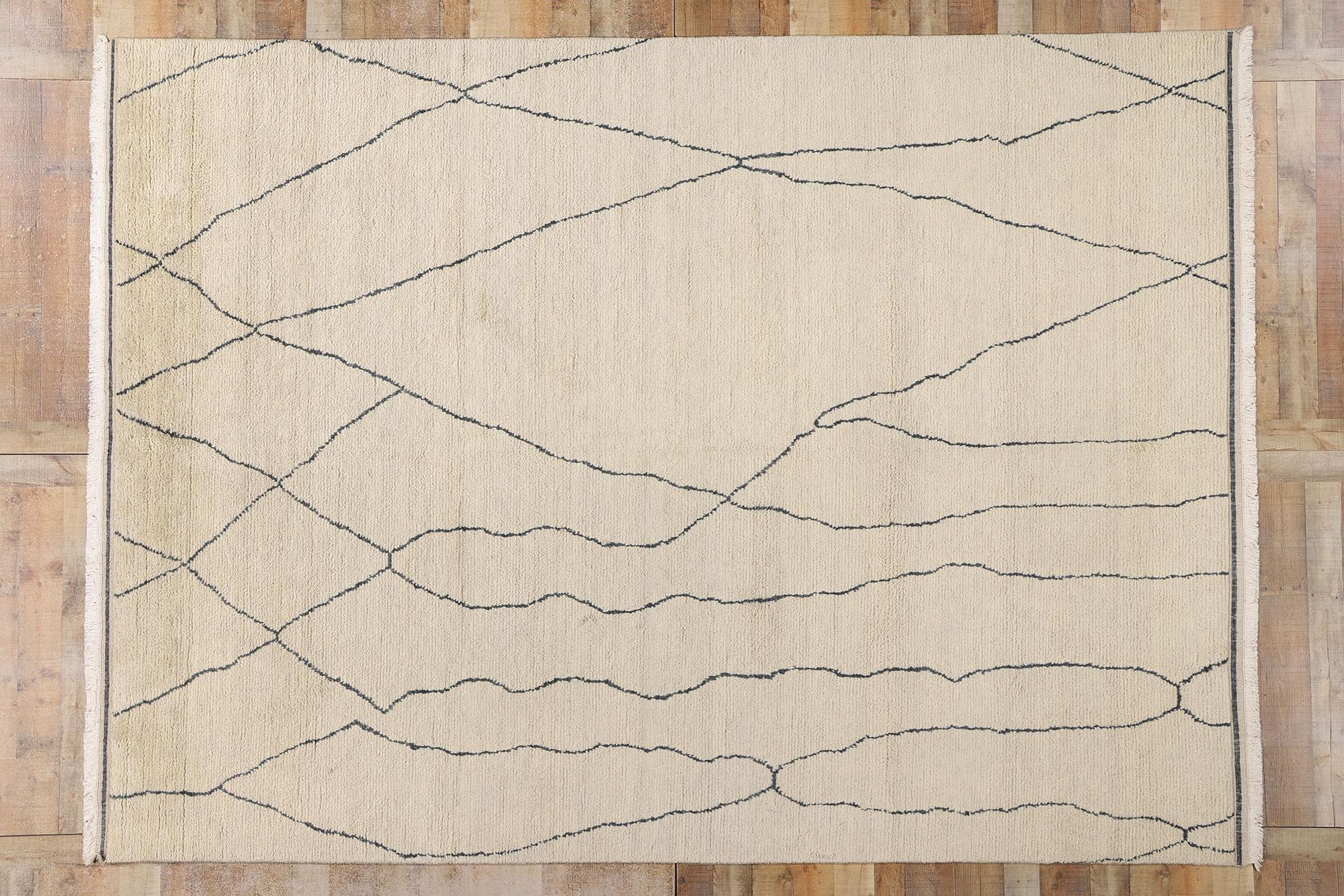 Neuer organischer moderner marokkanischer geriffelter Silence-Teppich, 08'11 x 12'03 im Angebot 1