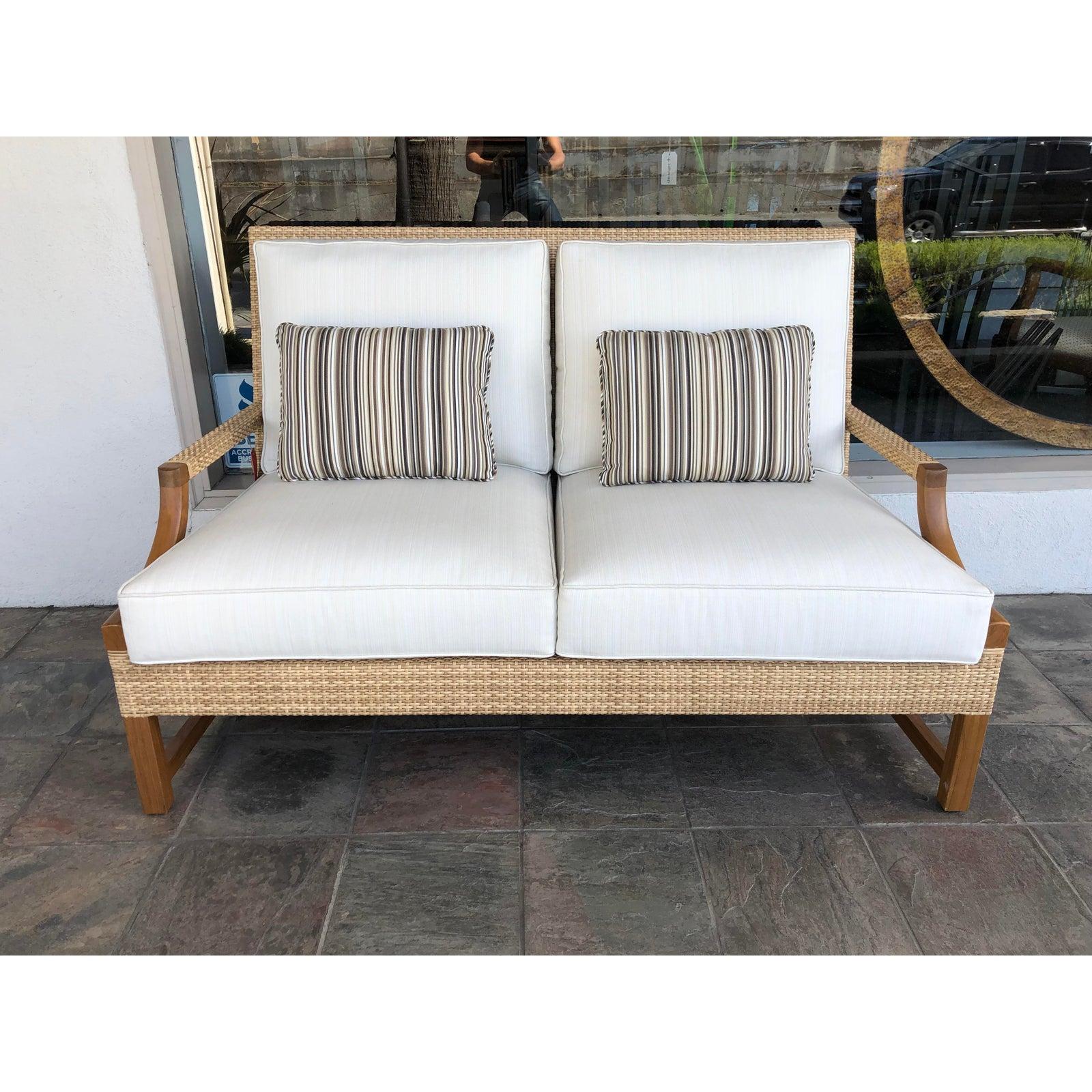 Contemporary New Riviera Outdoor Loveseat by Michael Taylor Designs For Sale