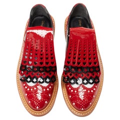 new ROBERT CLERGERIE DISNEY Card Suits cut out fringed red black brogue EU36