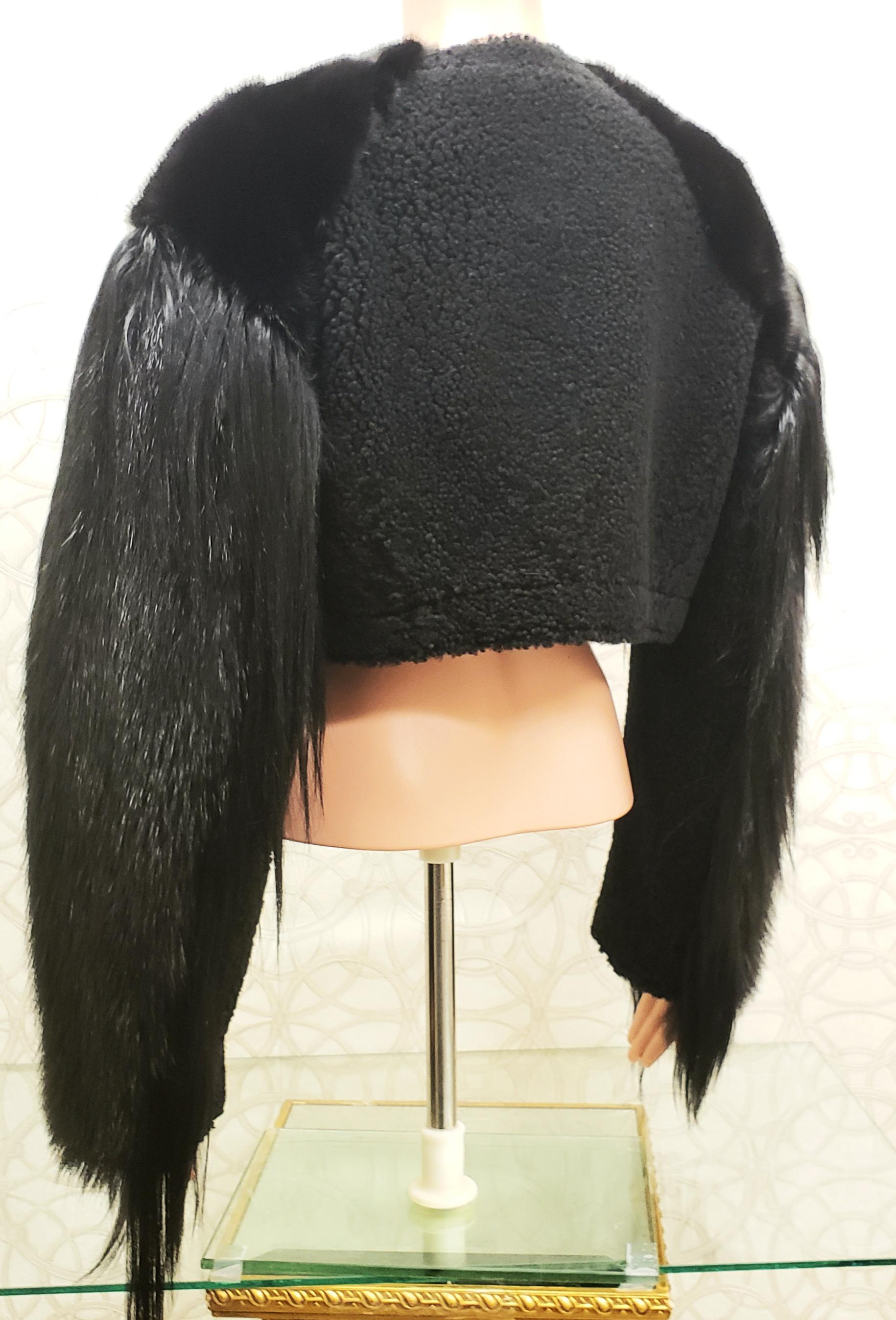 De las mujeres Nuevo ROBERTO CAVALLI CHAQUETA DE PELO NEGRO 42 - 8 en venta