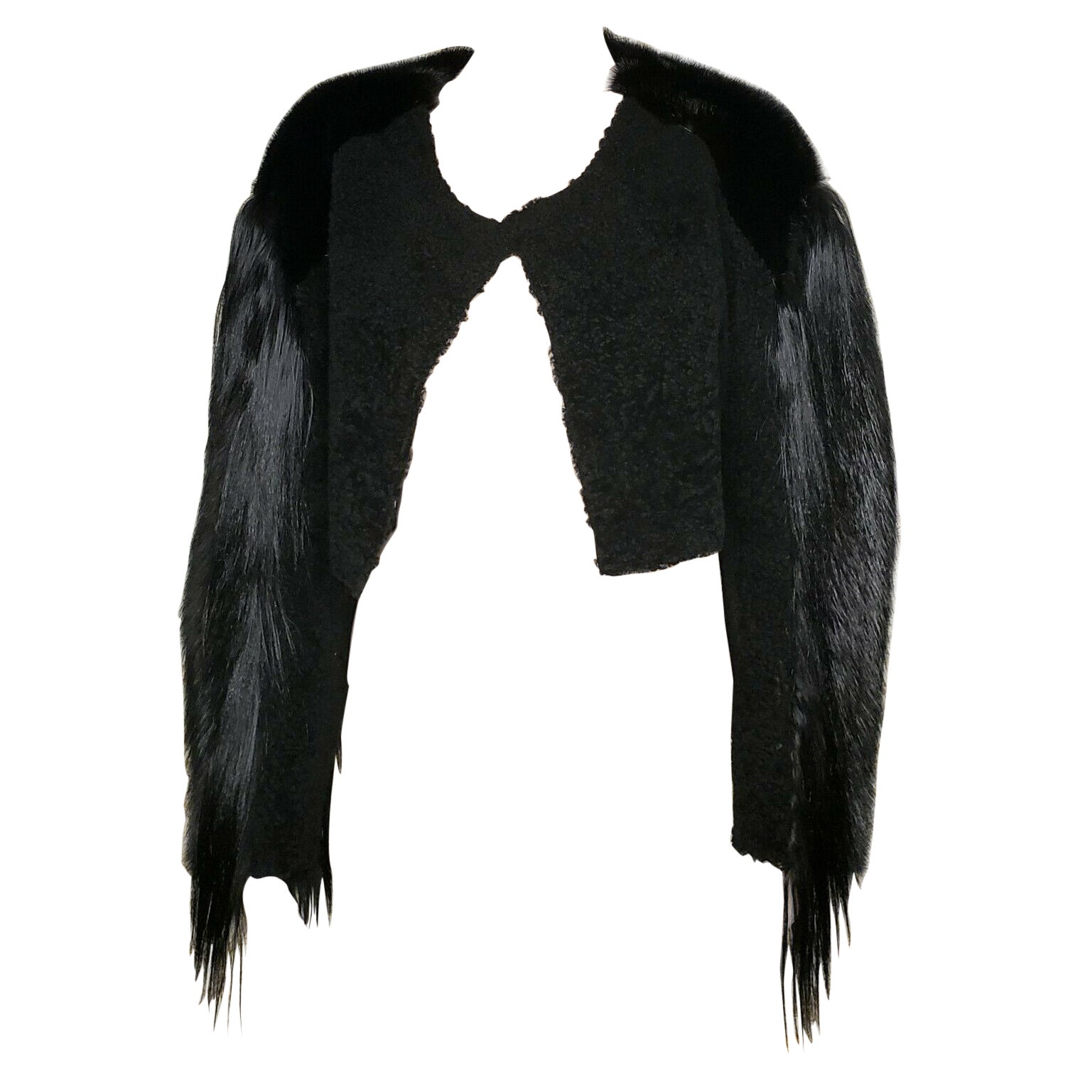 Nuevo ROBERTO CAVALLI CHAQUETA DE PELO NEGRO 42 - 8 en venta