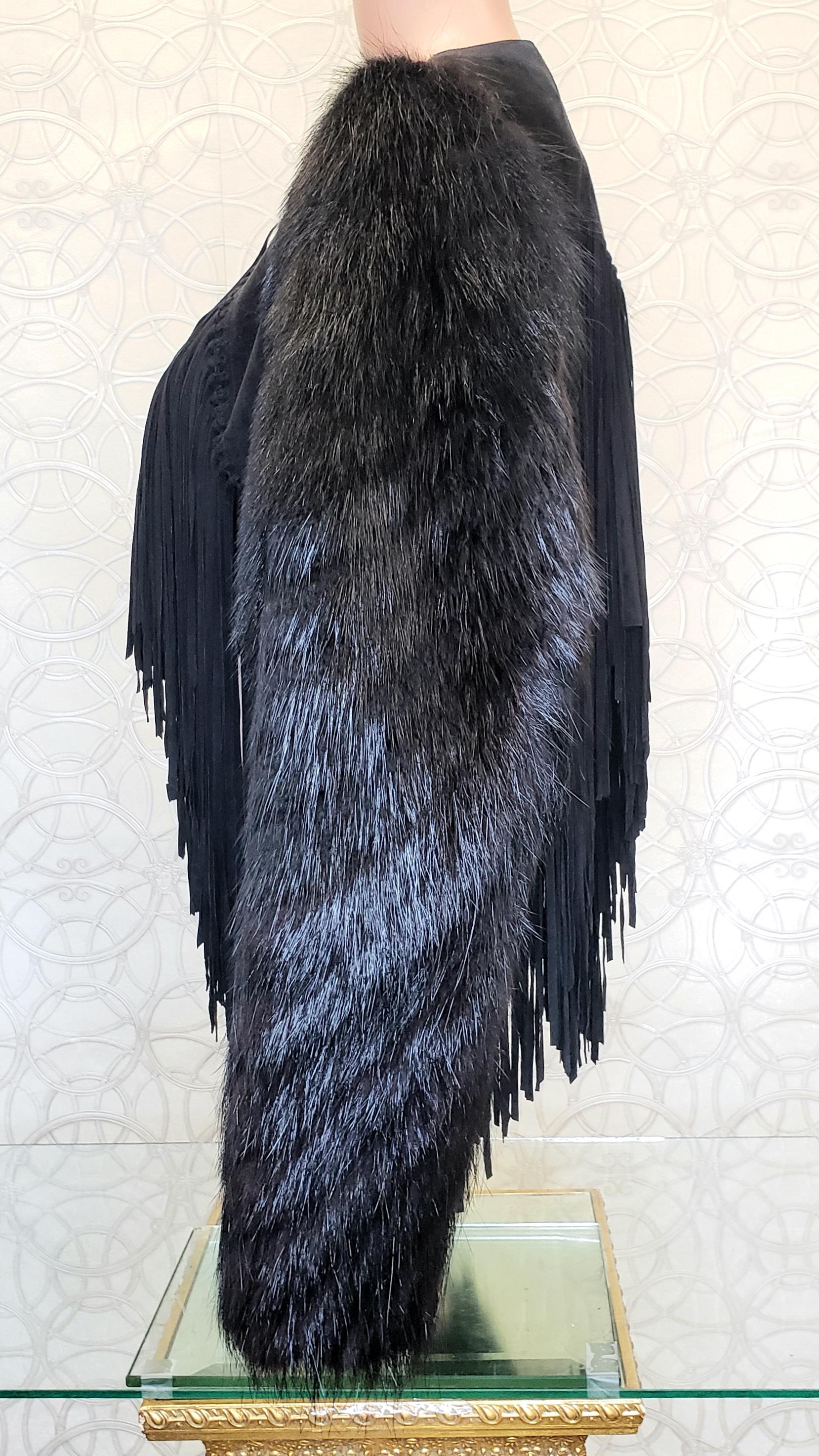 New ROBERTO CAVALLI BLACK FUR & LEATHER JACKET 40 - 6 7