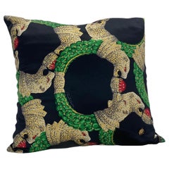 Nuevo cojín decorativo Roberto Cavalli de seda estampada negra