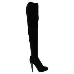 Nuevo Roberto Cavalli Botas altas de terciopelo elástico negro talla 39 - 9