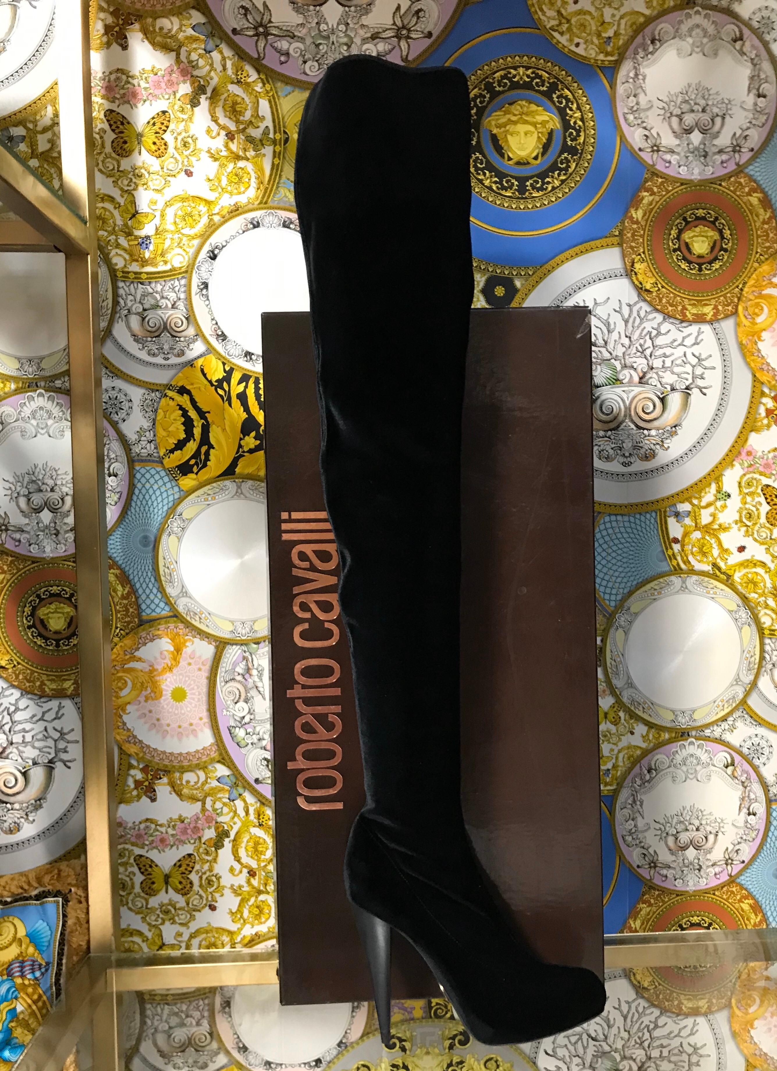 velvet thigh high boots