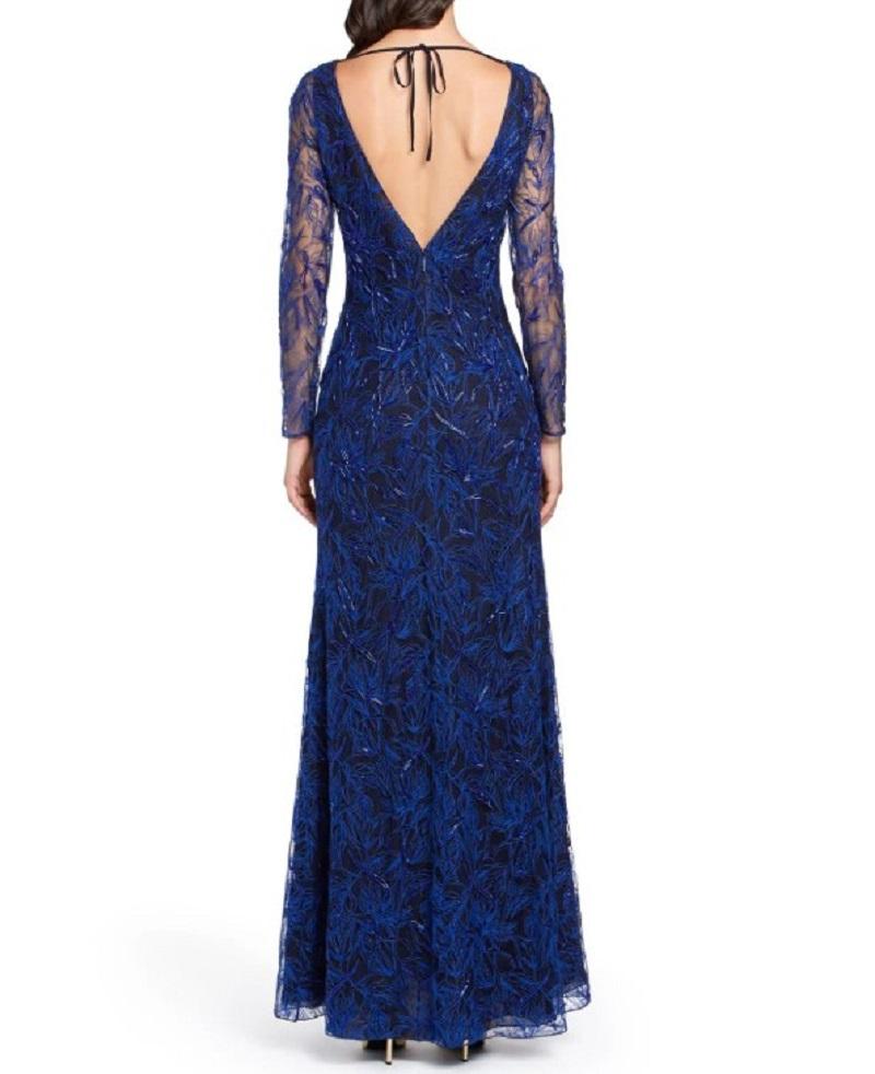 Women's New Roberto Cavalli Blue Embellished Lace Dress Gown Italian 44  For Sale