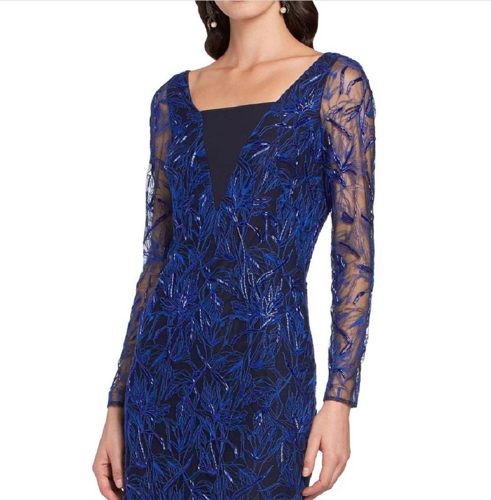 New Roberto Cavalli Blue Embellished Lace Dress Gown Italian 44  For Sale 2
