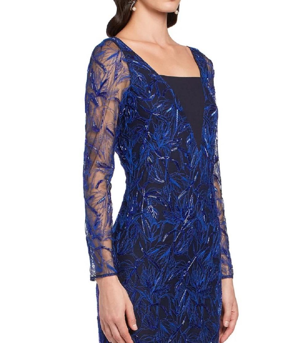 New Roberto Cavalli Blue Embellished Lace Dress Gown Italian 44  For Sale 3