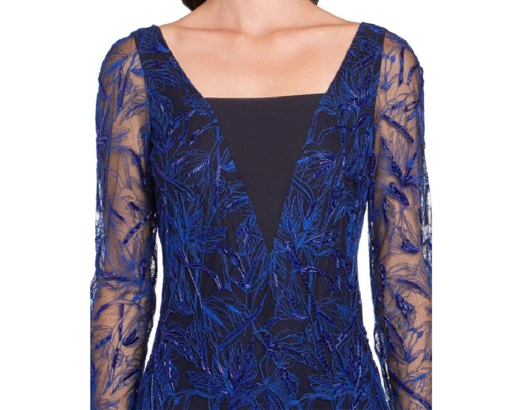 New Roberto Cavalli Blue Embellished Lace Dress Gown Italian 44  For Sale 5