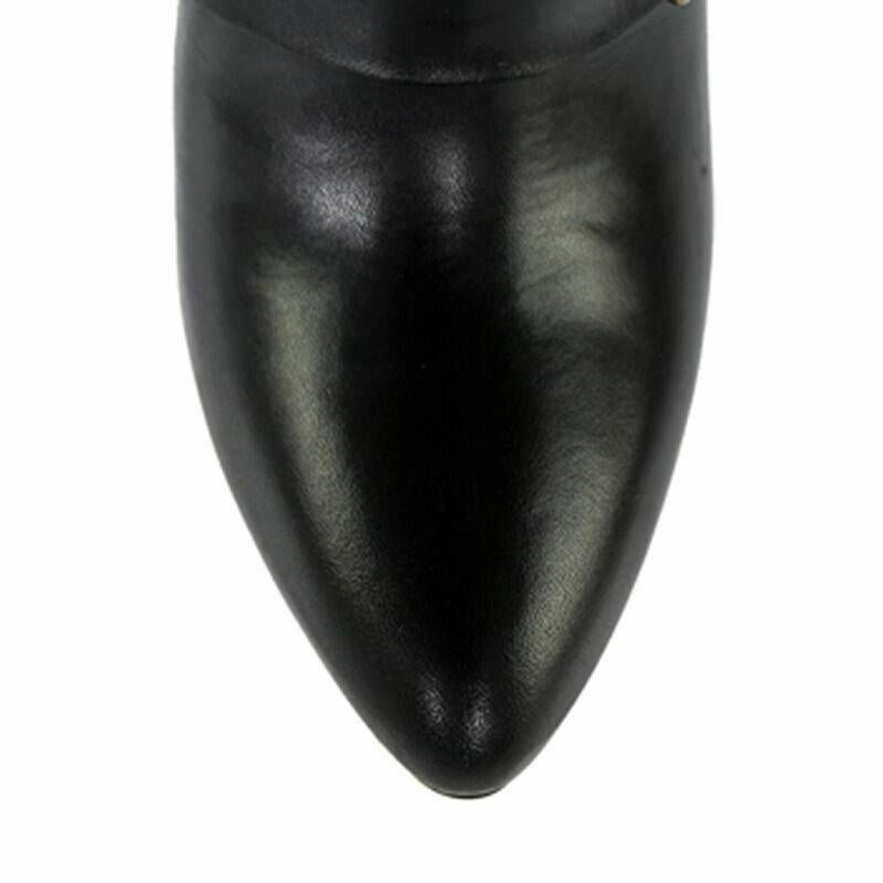 New Roberto Cavalli Buckle Stiletto Heel Black Leather Platform Boots 37 - US 7 For Sale 4
