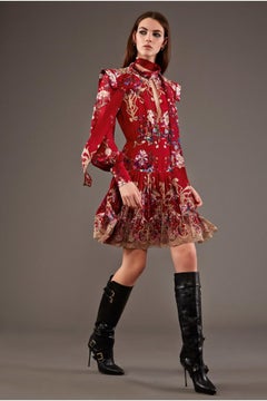 New Roberto Cavalli Buckle Stiletto Heel Black Leather Platform Boots 37 - US 7