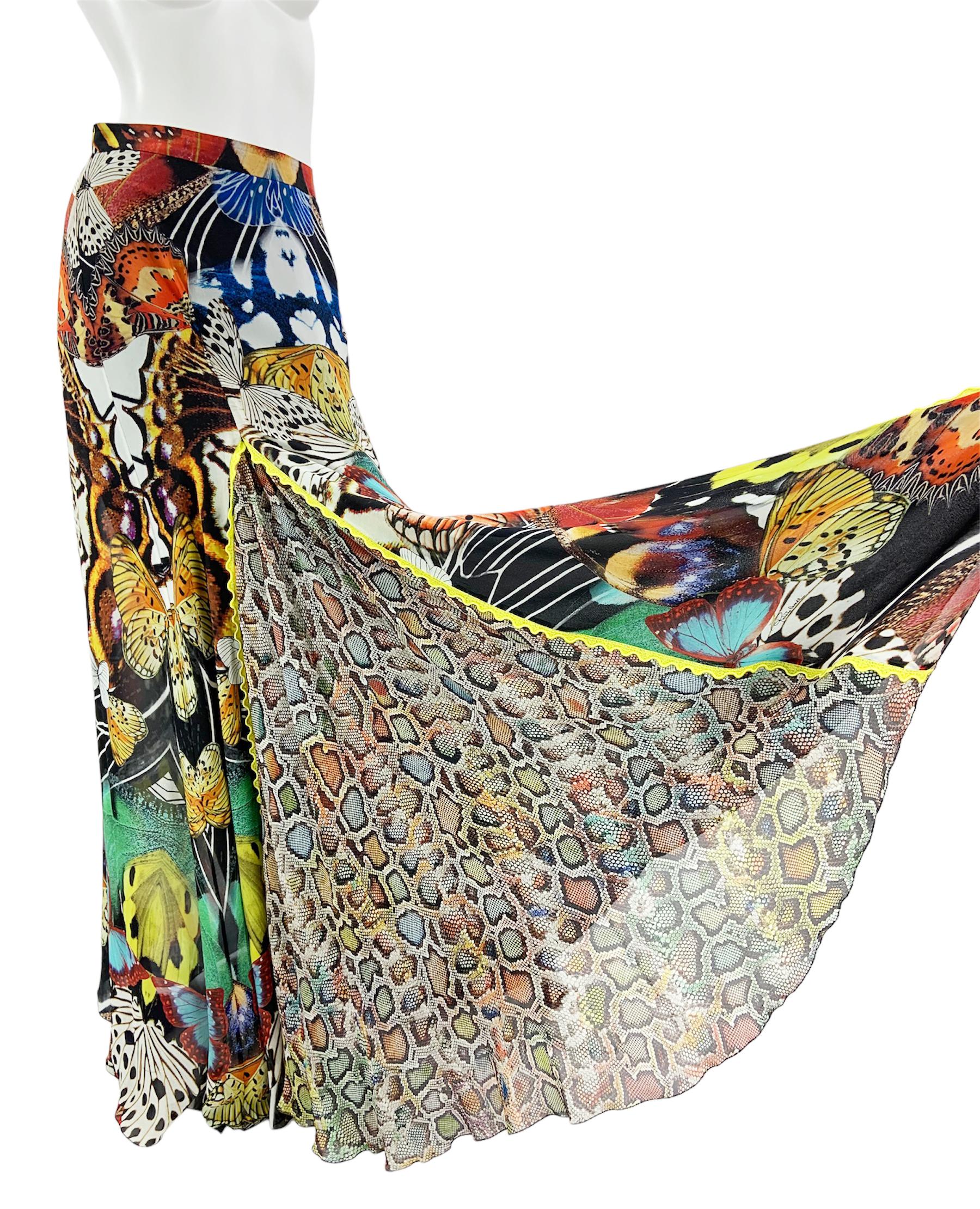 New Roberto Cavalli Butterfly Print Silk Maxi Skirt Italian size 40 For Sale 4