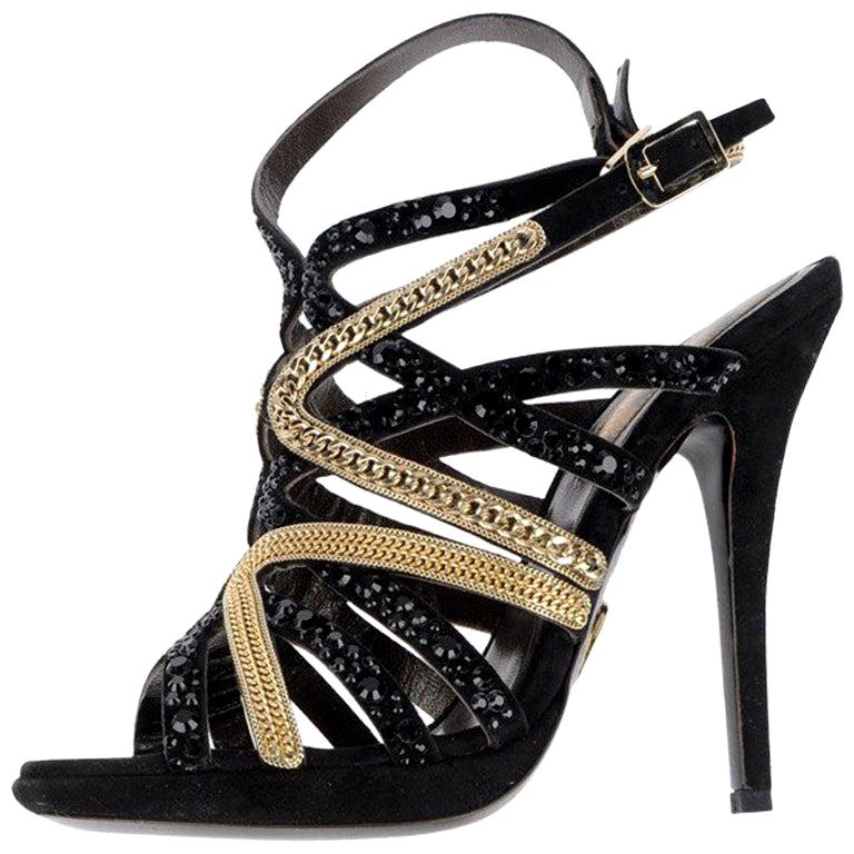 New Roberto Cavalli Crystal and Chain Embellished Shoes For Sale at 1stDibs