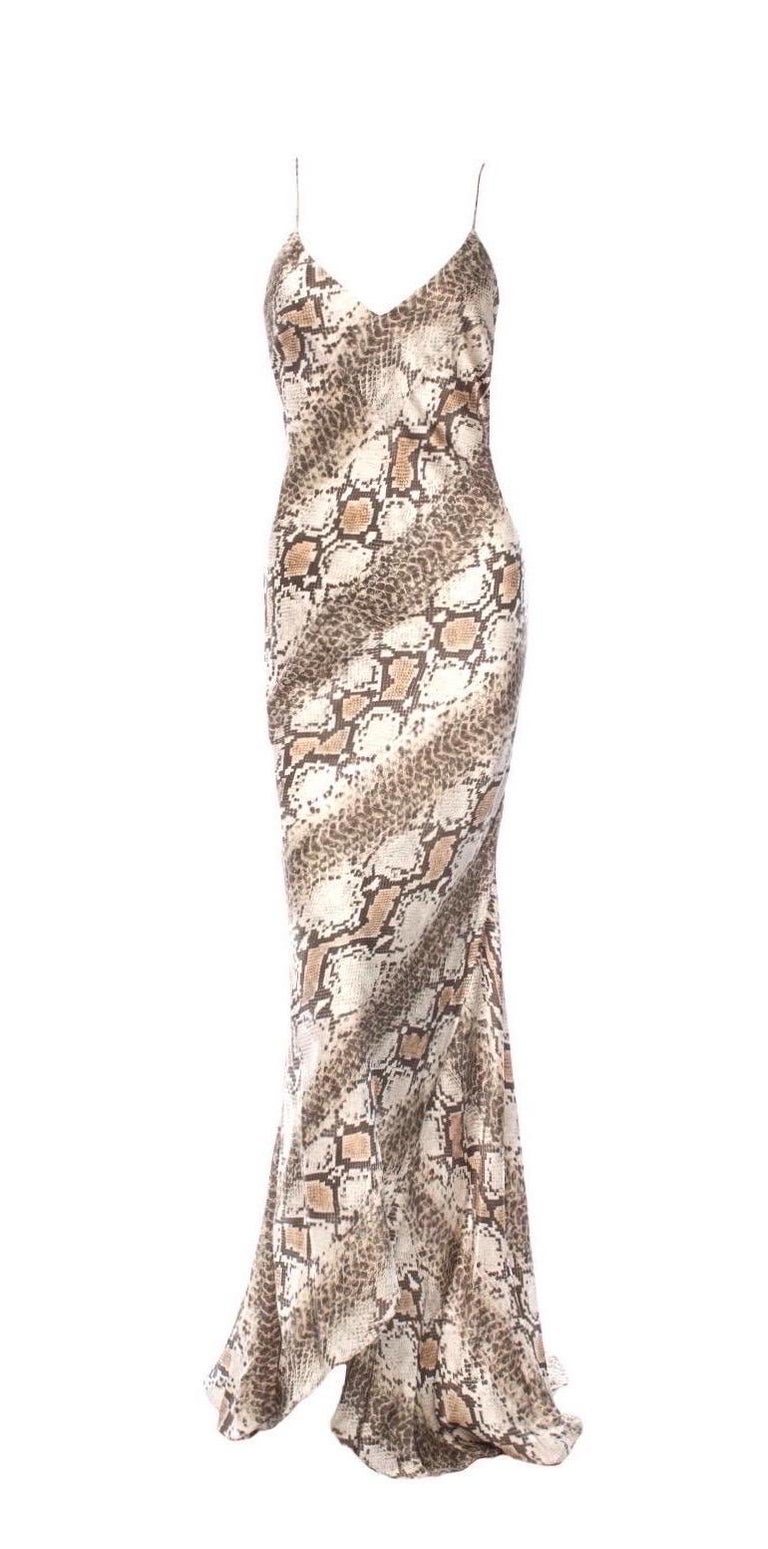 UNWORN Roberto Cavalli Exotische Python Schlange bedrucktes Abendkleid aus Seide  Maxikleid im Angebot bei 1stDibs