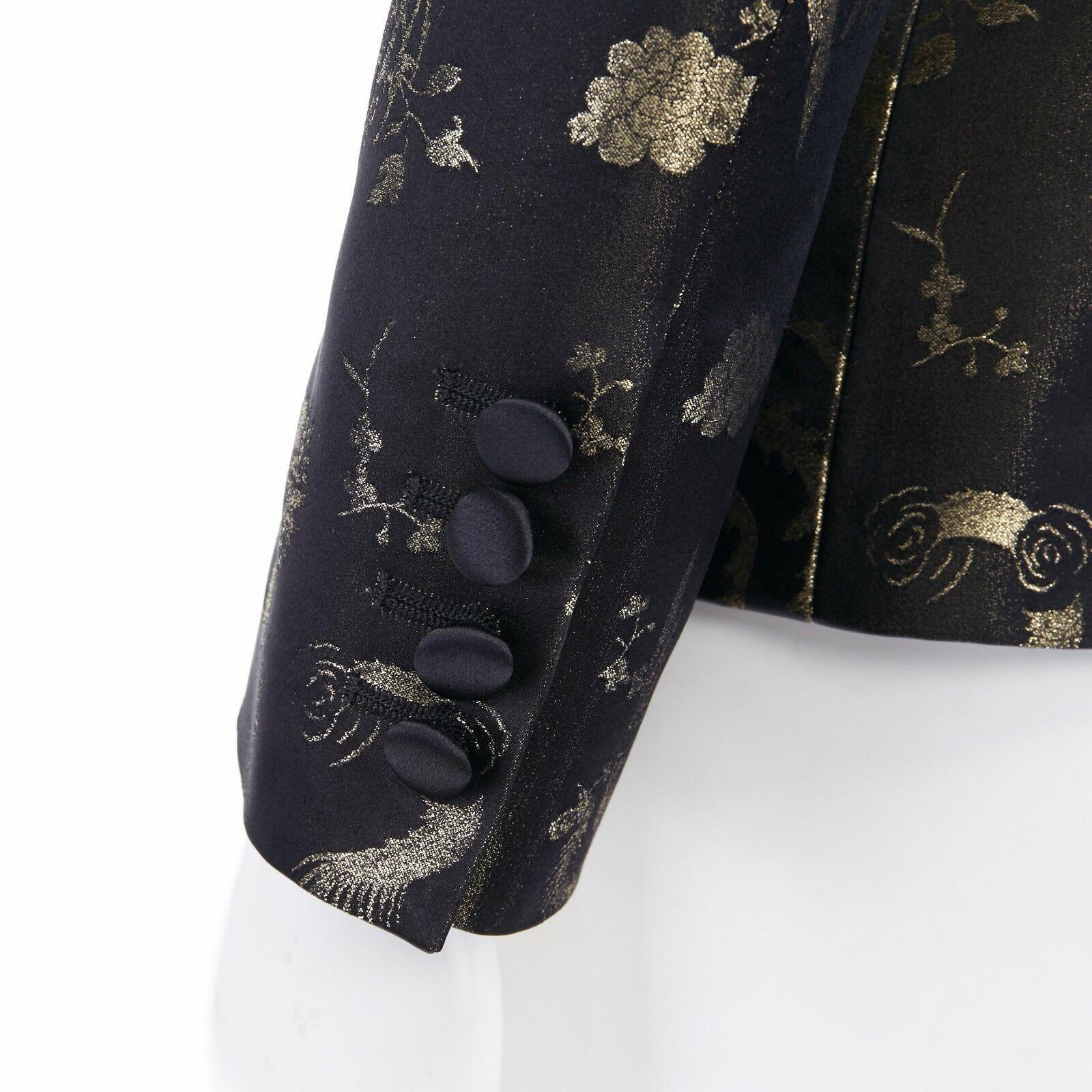 new ROBERTO CAVALLI oriental gold phoebix jacquard kimono collar blazer jacket S 3