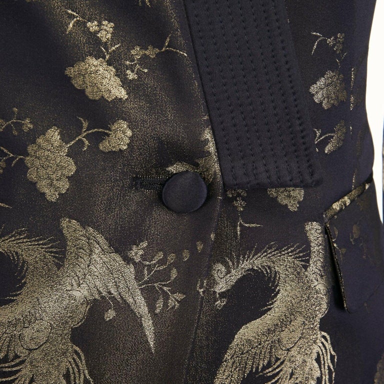 new ROBERTO CAVALLI oriental gold phoebix jacquard kimono collar blazer ...