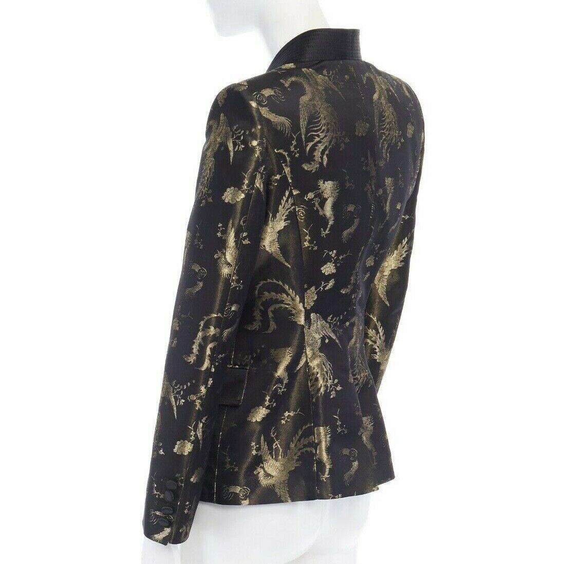 Women's new ROBERTO CAVALLI oriental gold phoebix jacquard kimono collar blazer jacket S