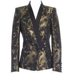 new ROBERTO CAVALLI oriental gold phoebix jacquard kimono collar blazer jacket S
