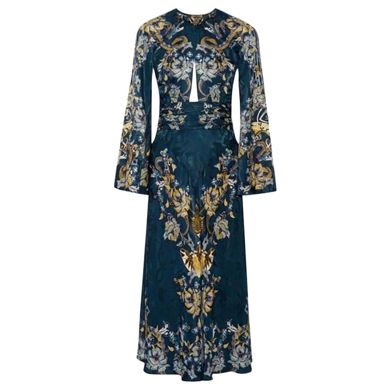 New Roberto Cavalli Printed Long Sleeve Dress 38 - 2 For Sale at 1stDibs