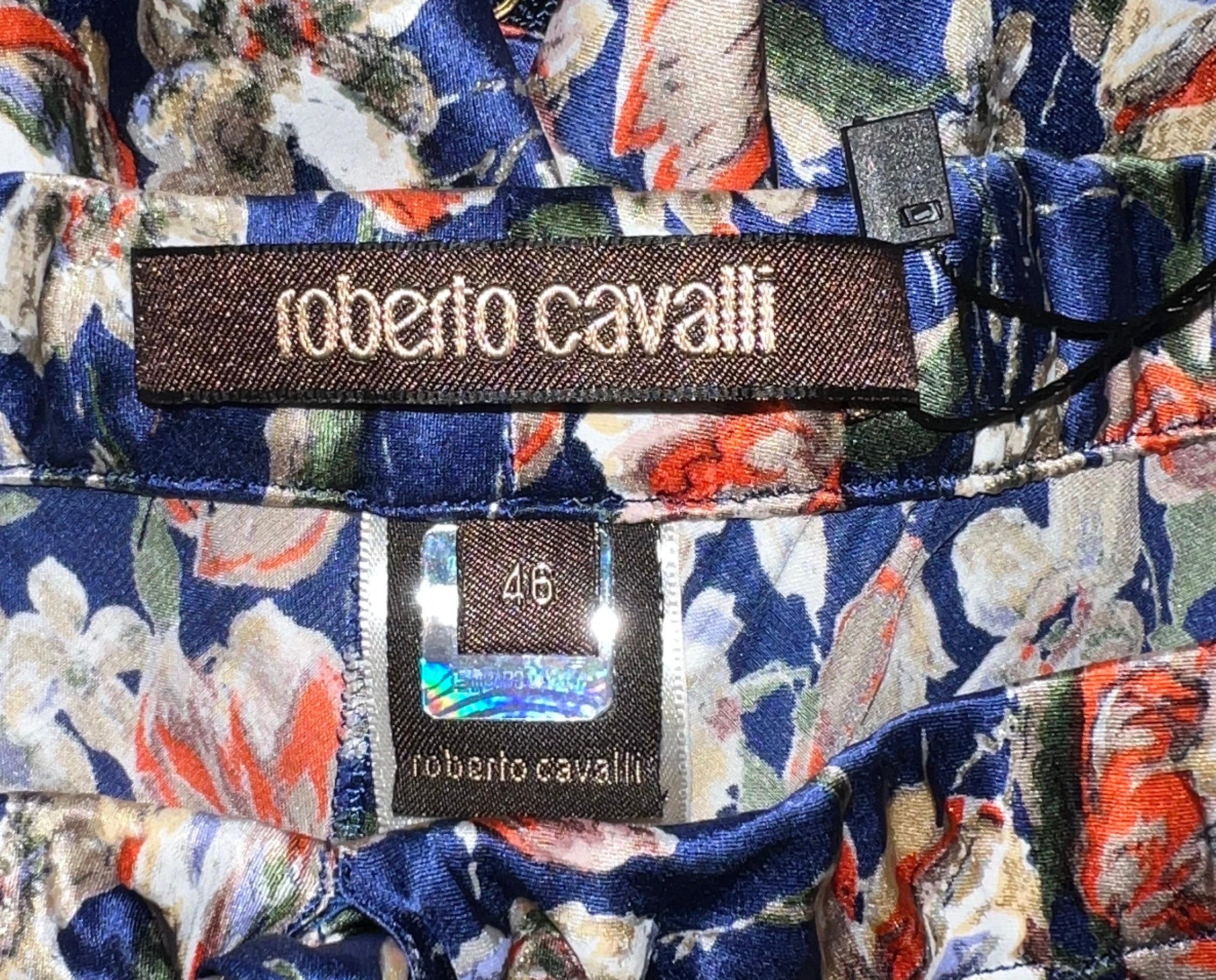 NEW Roberto Cavalli Signature Floral Print Silk Pants Trousers Lounge Suit Set  5