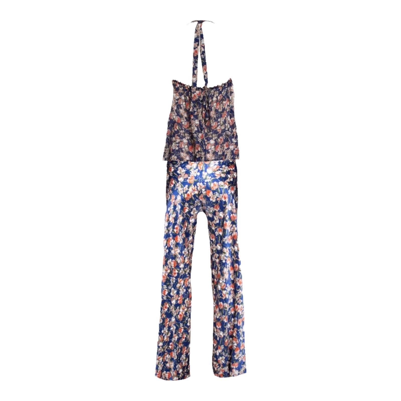 NEW Roberto Cavalli Signature Floral Print Silk Pants Trousers Lounge Suit Set  9