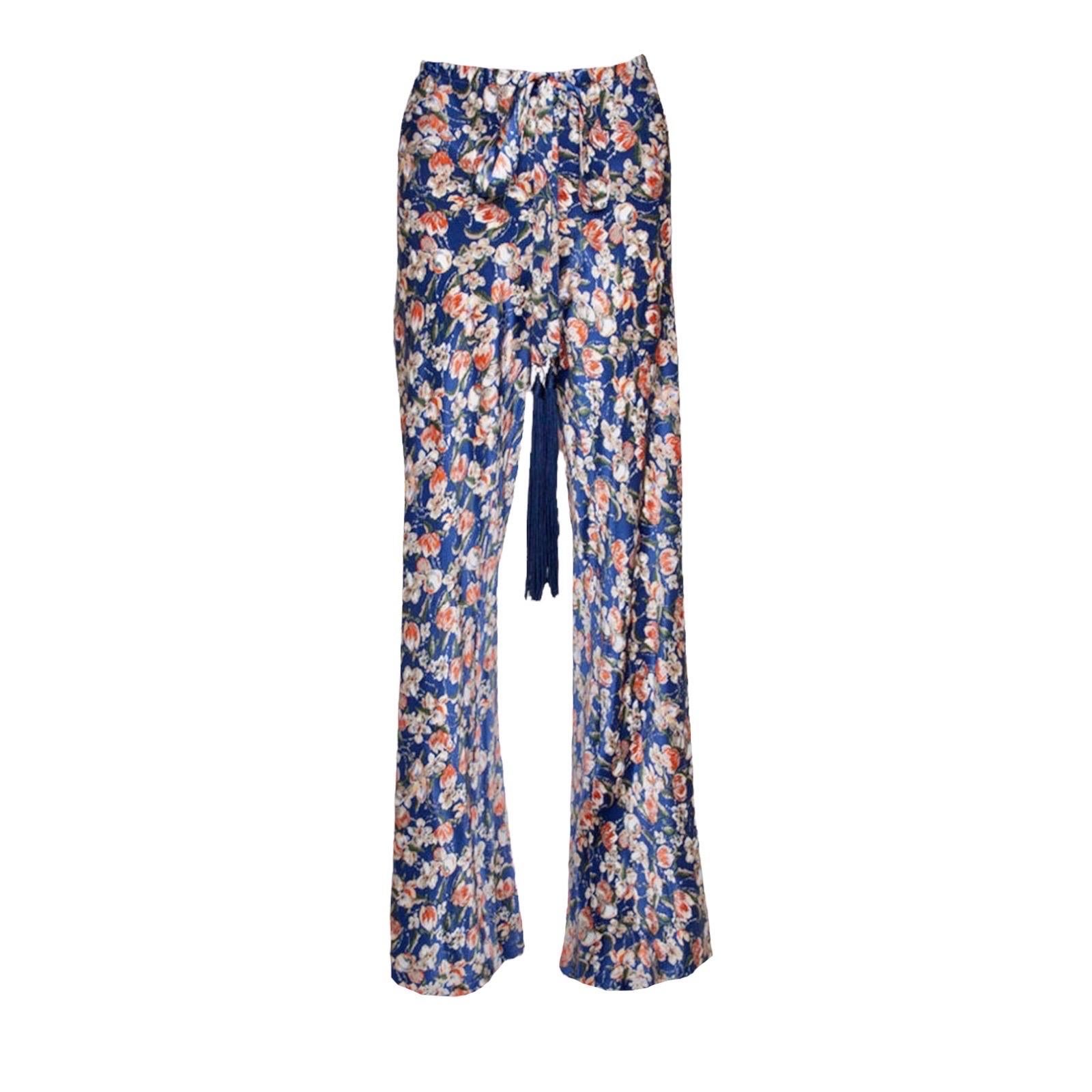NEW Roberto Cavalli Signature Floral Print Silk Pants Trousers Lounge Suit Set  2